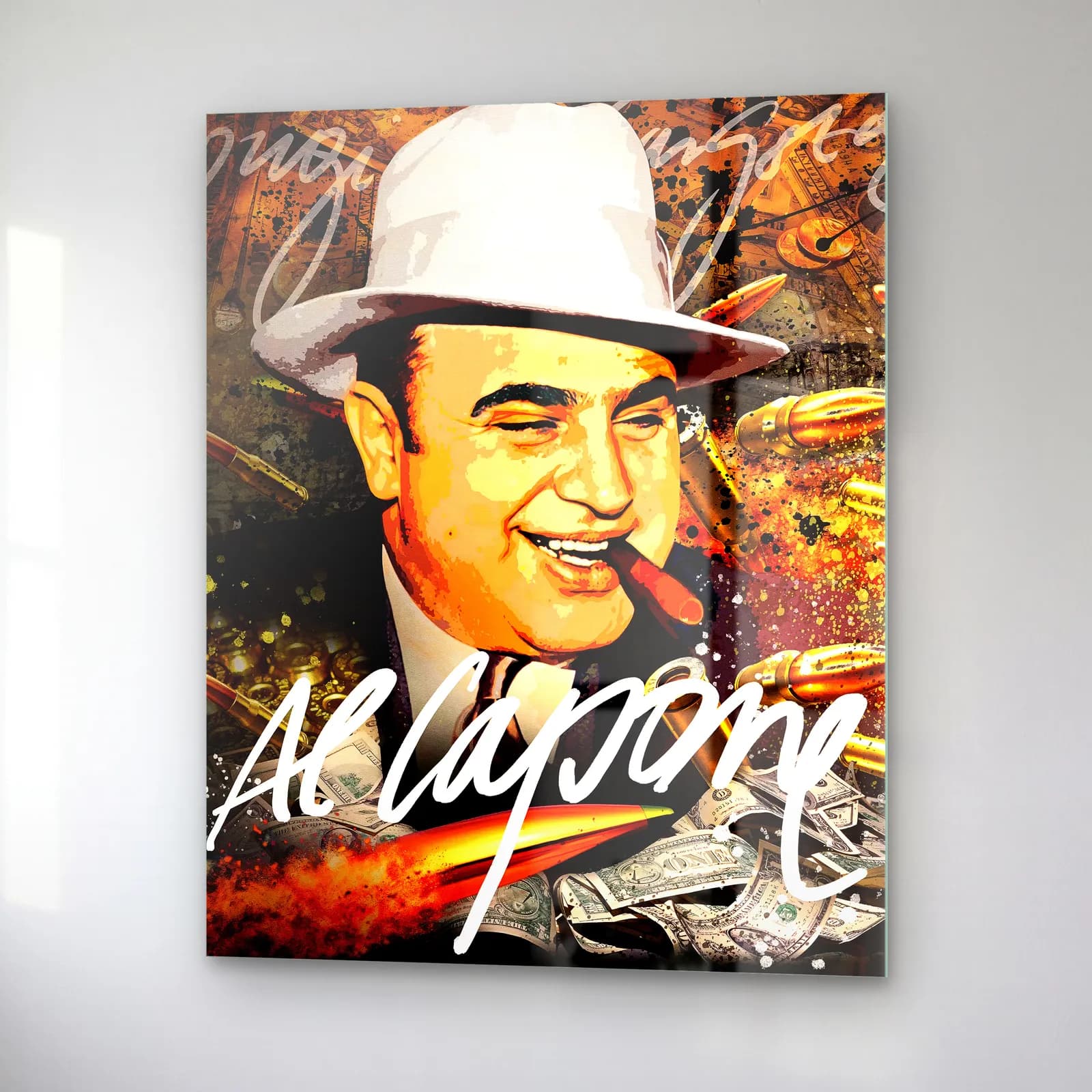 Purolu Al Capone Portresi cam tablo — sağ açıdan görünüm