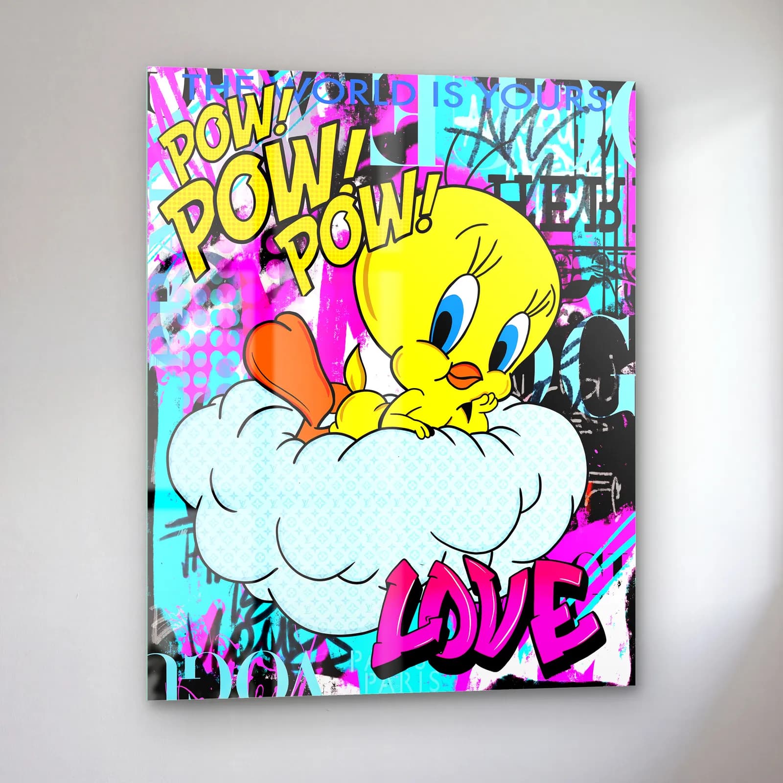 Pow Love Bulutta Tweety cam tablo — sol açıdan görünüm