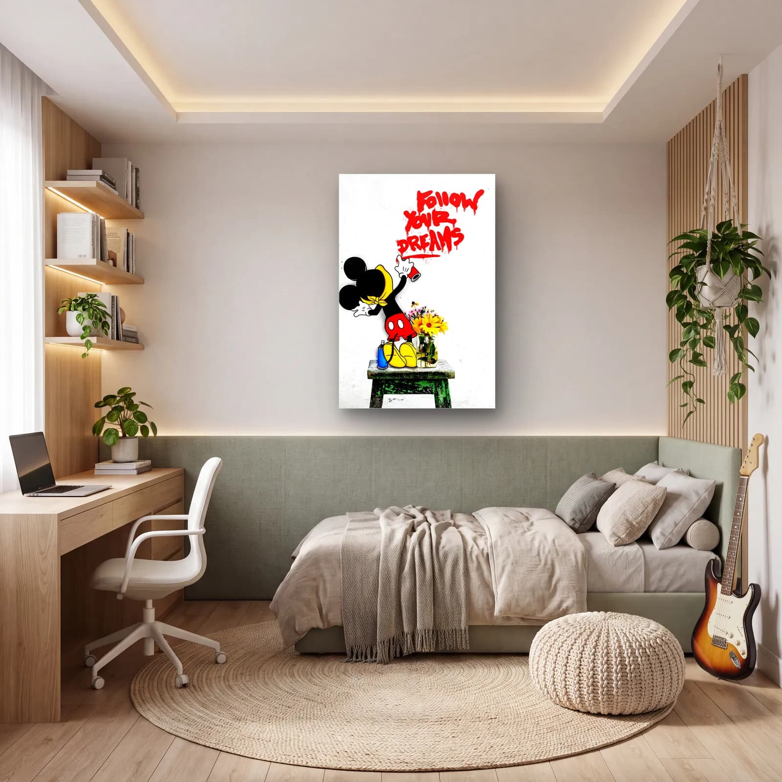 Follow Your Dreams Mickey cam tablo — genç odasında