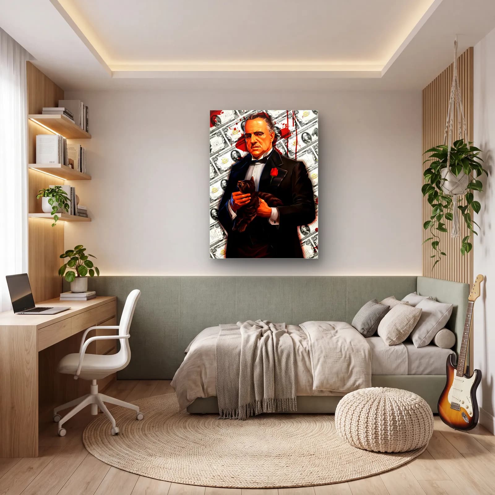 Baba Vito Corleone Dolar cam tablo — genç odasında