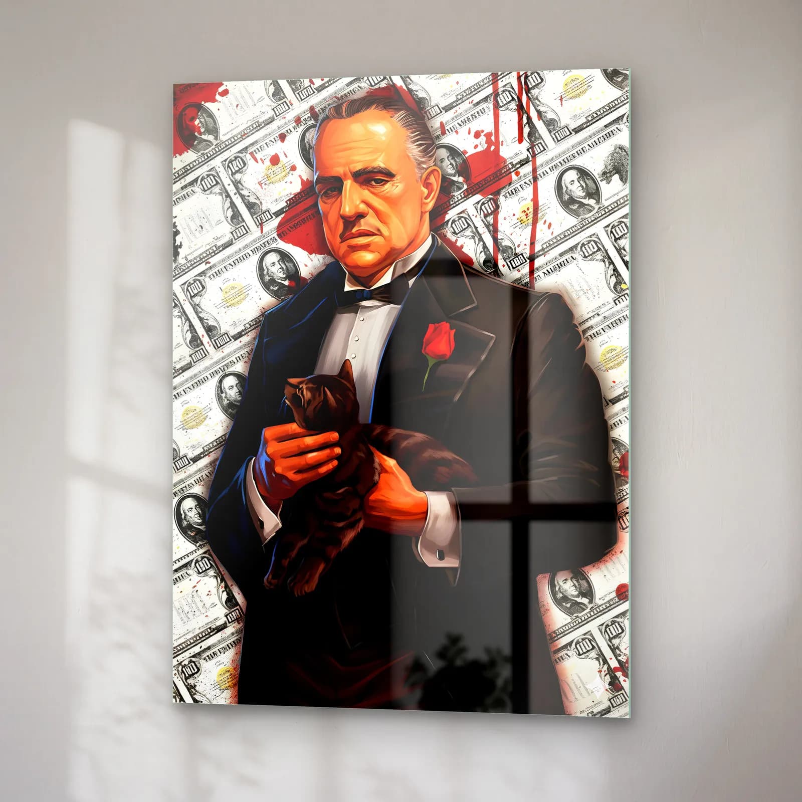 Baba Vito Corleone Dolar cam tablo — sağ açıdan görünüm