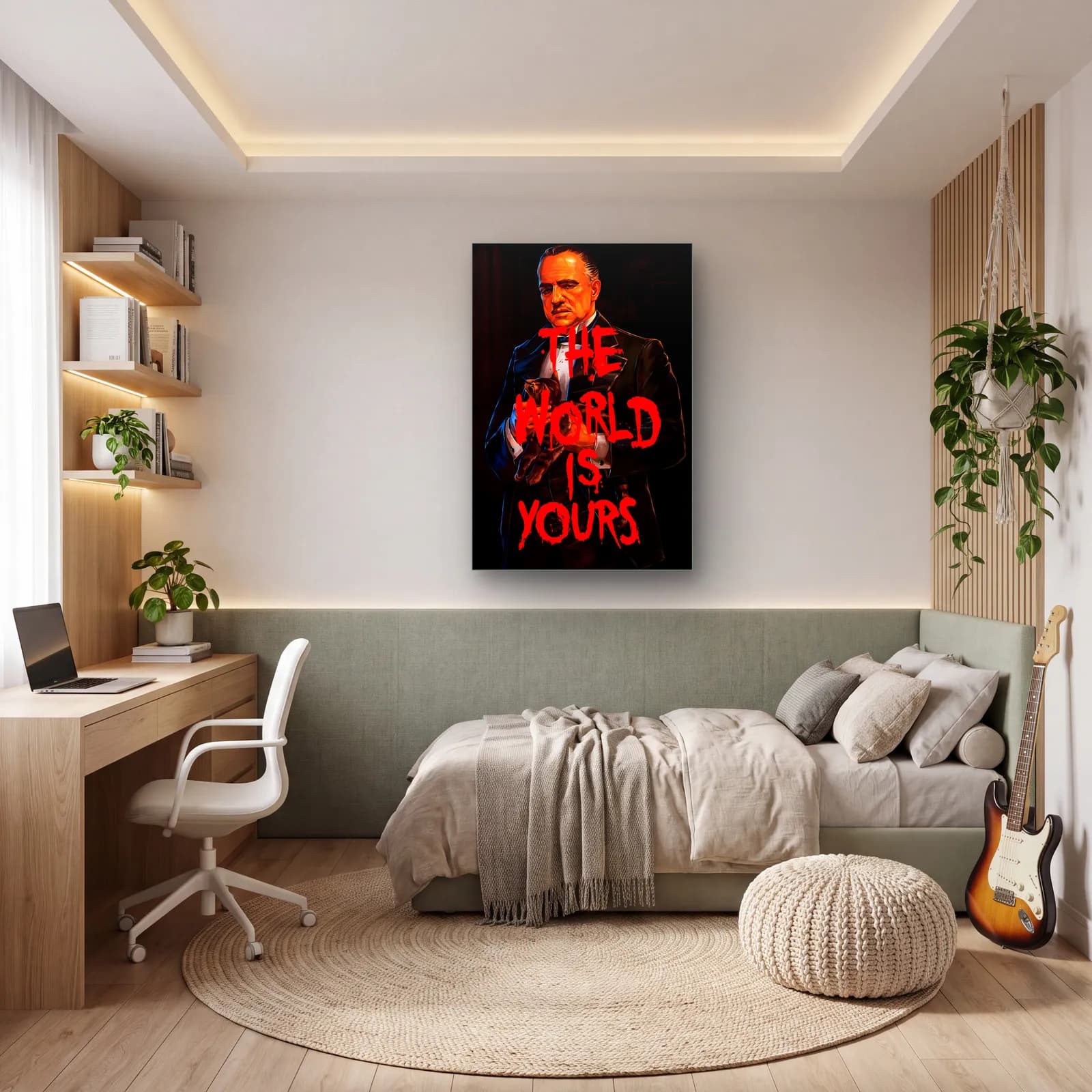 The World Is Yours Godfather cam tablo — genç odasında