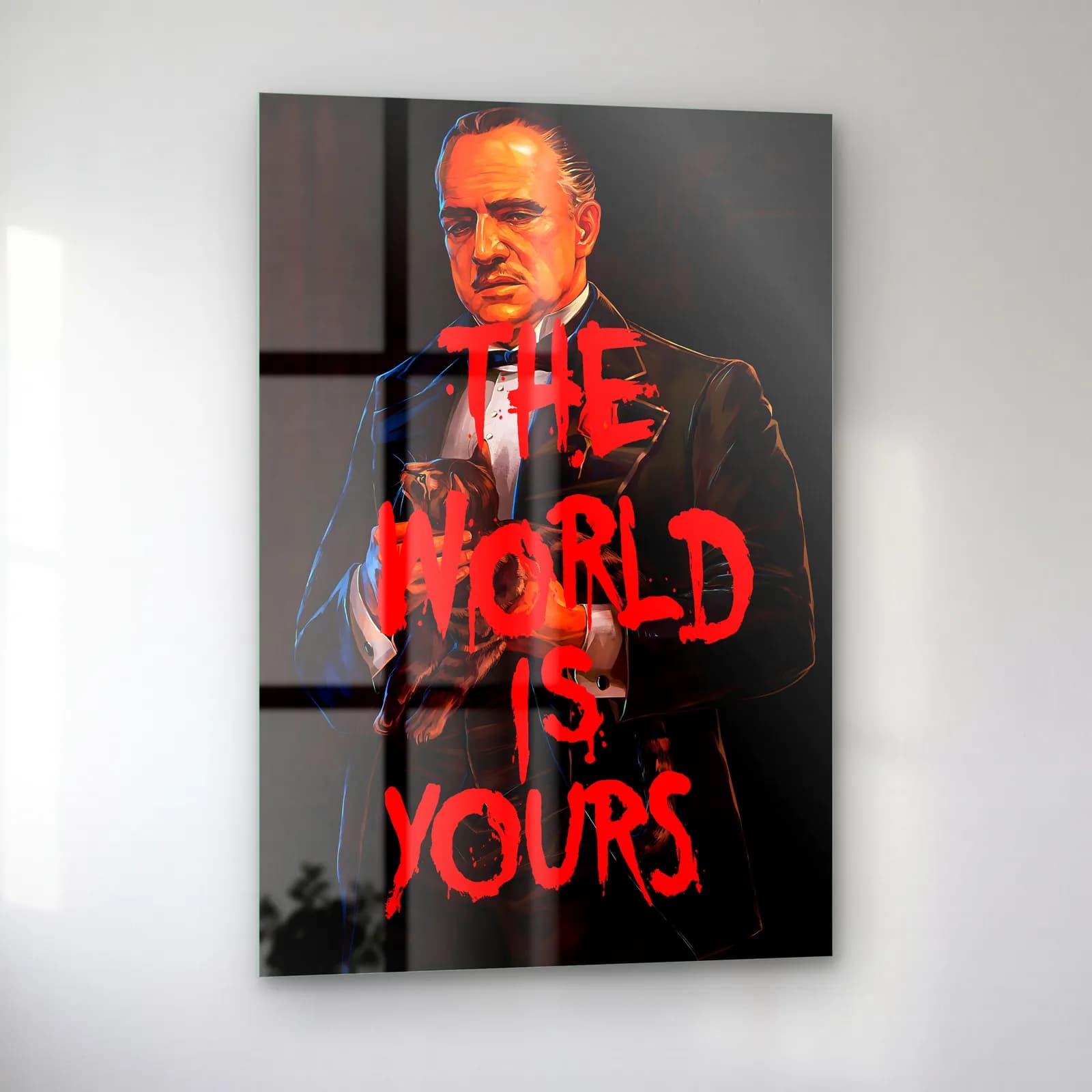 The World Is Yours Godfather cam tablo — sol açıdan görünüm