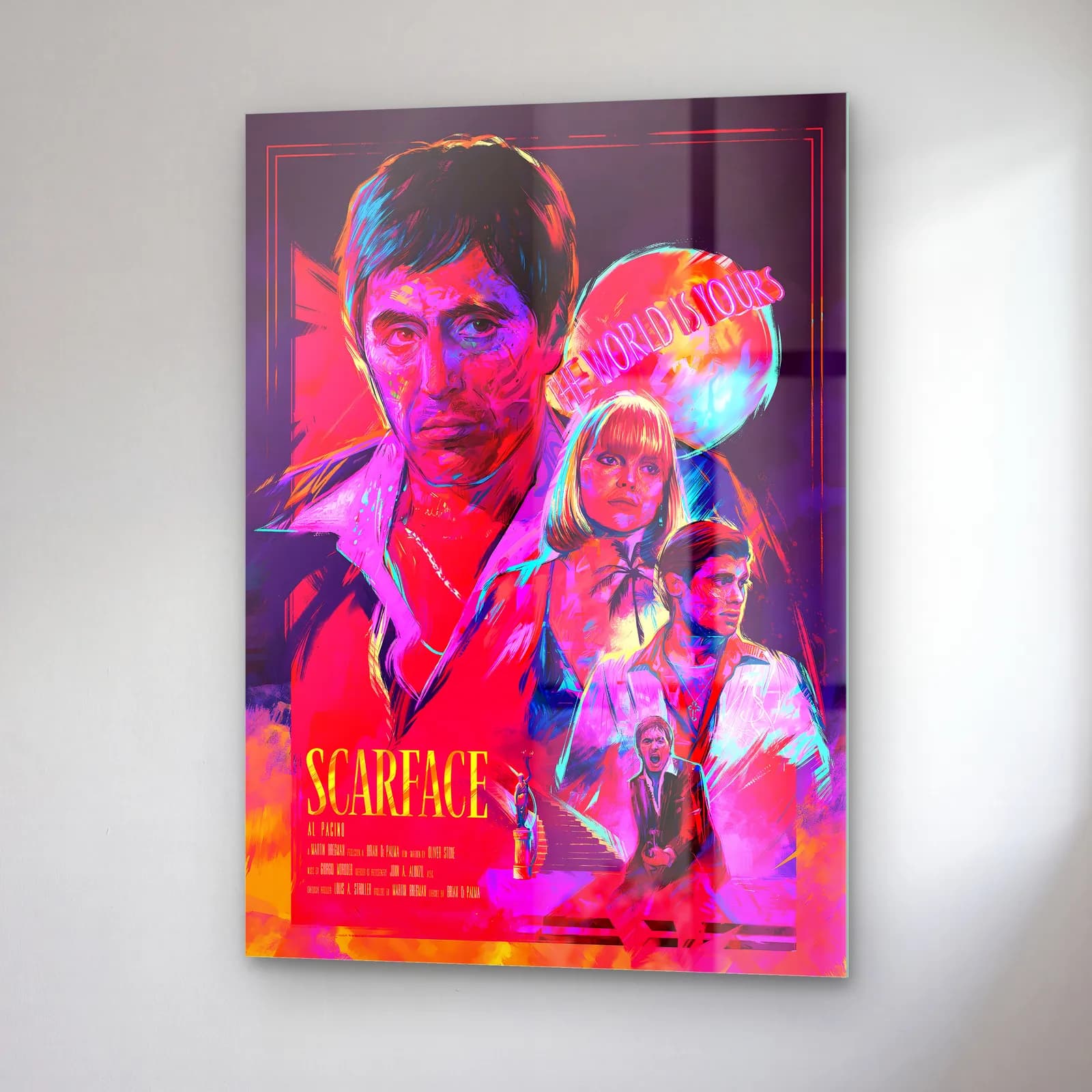 Scarface Tony Montana Afiş cam tablo — sağ açıdan görünüm