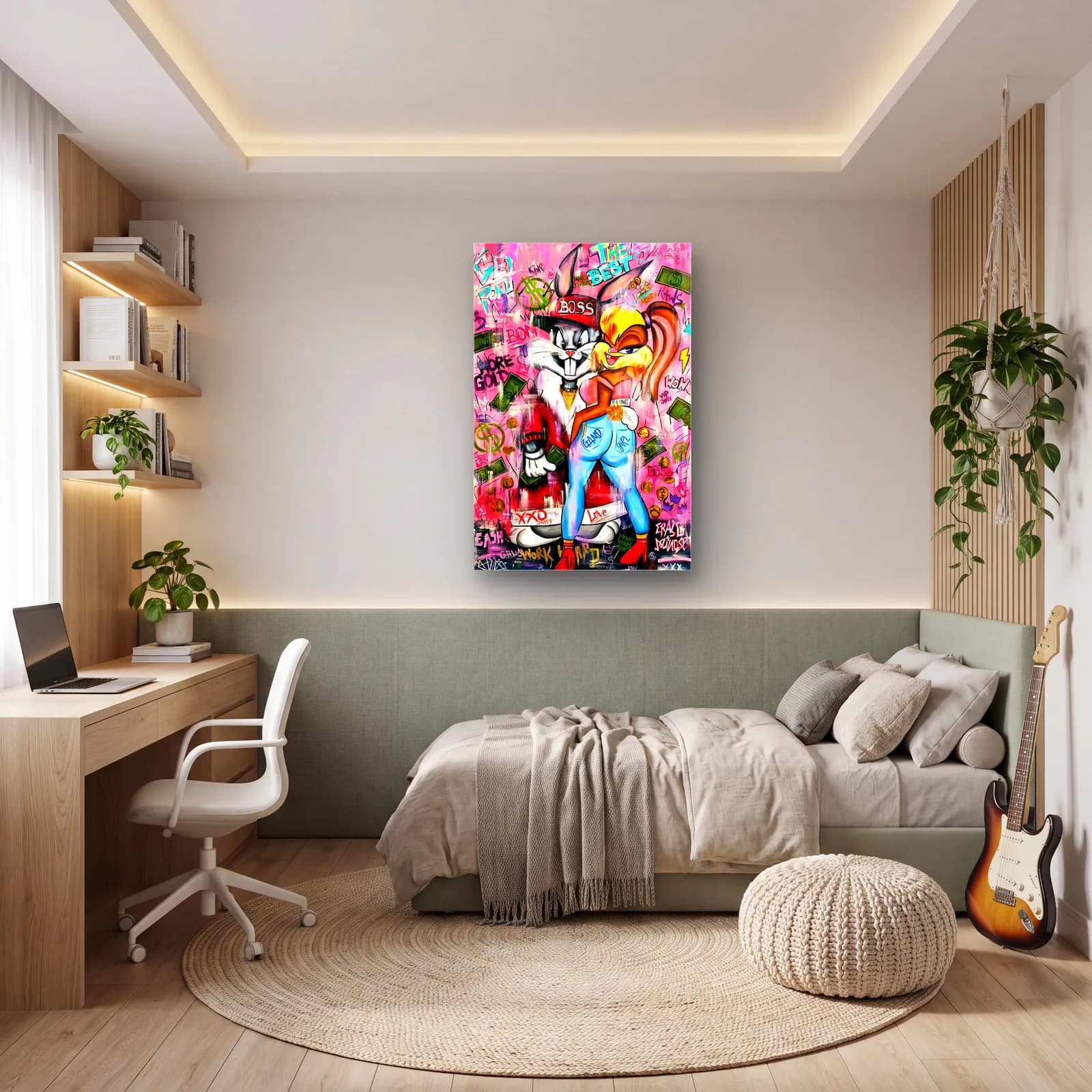 Boss Bugs Bunny ve Lola cam tablo — genç odasında