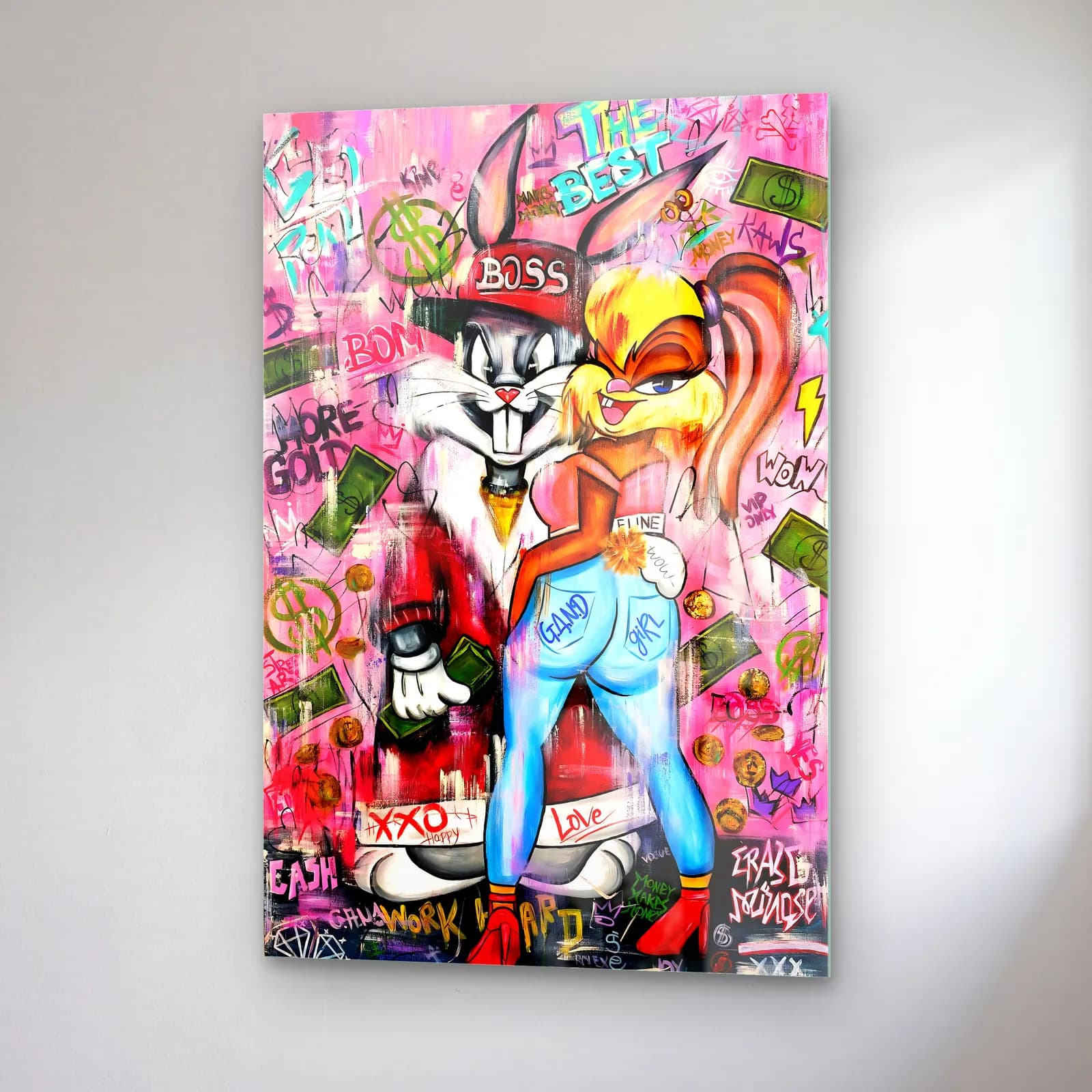 Boss Bugs Bunny ve Lola cam tablo — sağ açıdan görünüm