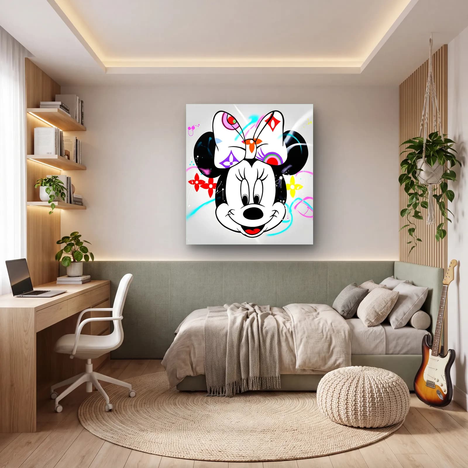 Louis Vuitton Desenli Minnie cam tablo — genç odasında
