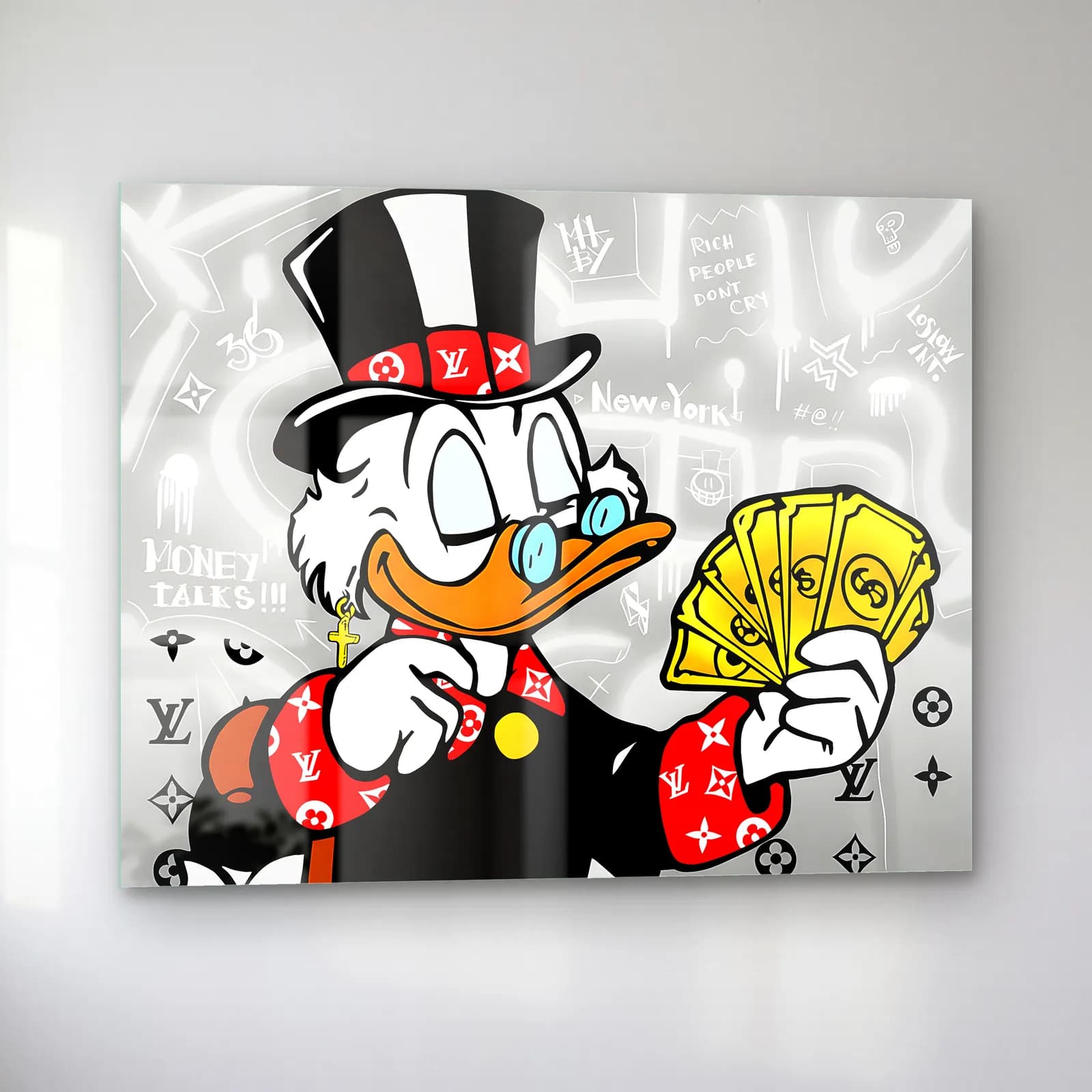 Money Talks Scrooge McDuck cam tablo — sol açıdan görünüm