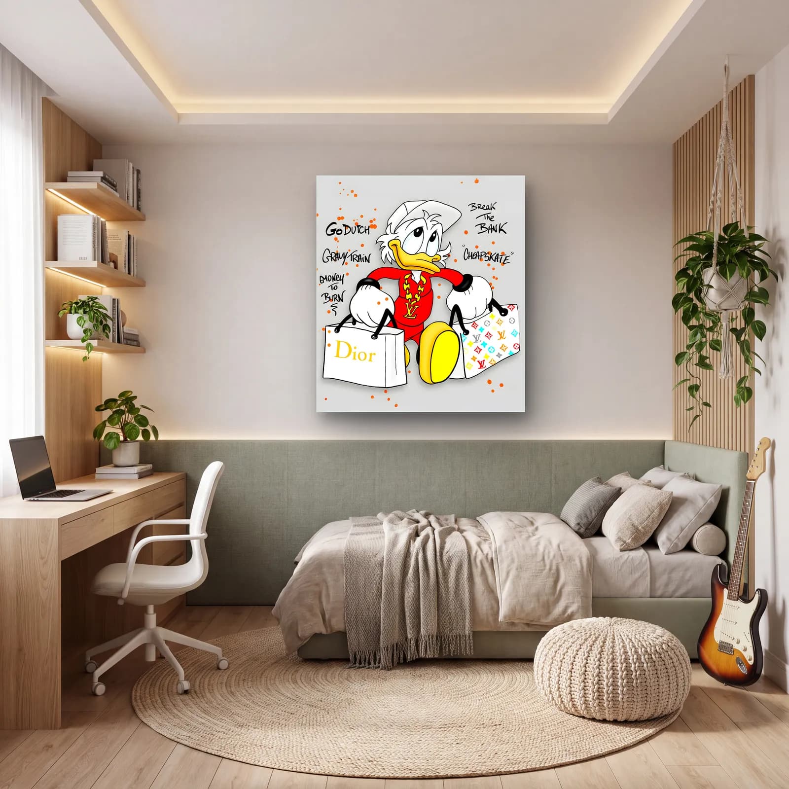 Alışverişçi Scrooge McDuck cam tablo — genç odasında