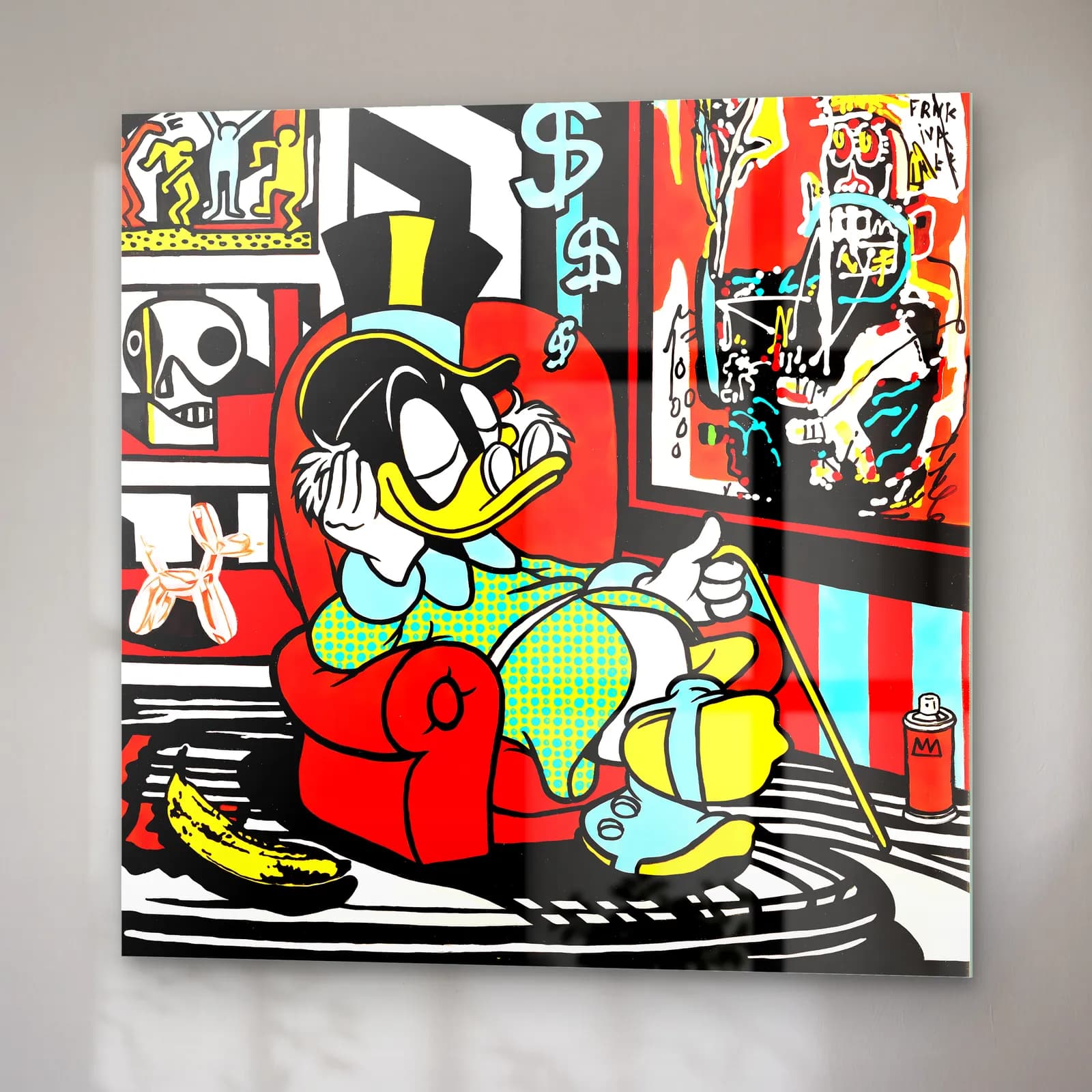 Koltukta Scrooge McDuck Pop Art cam tablo — sağ açıdan görünüm