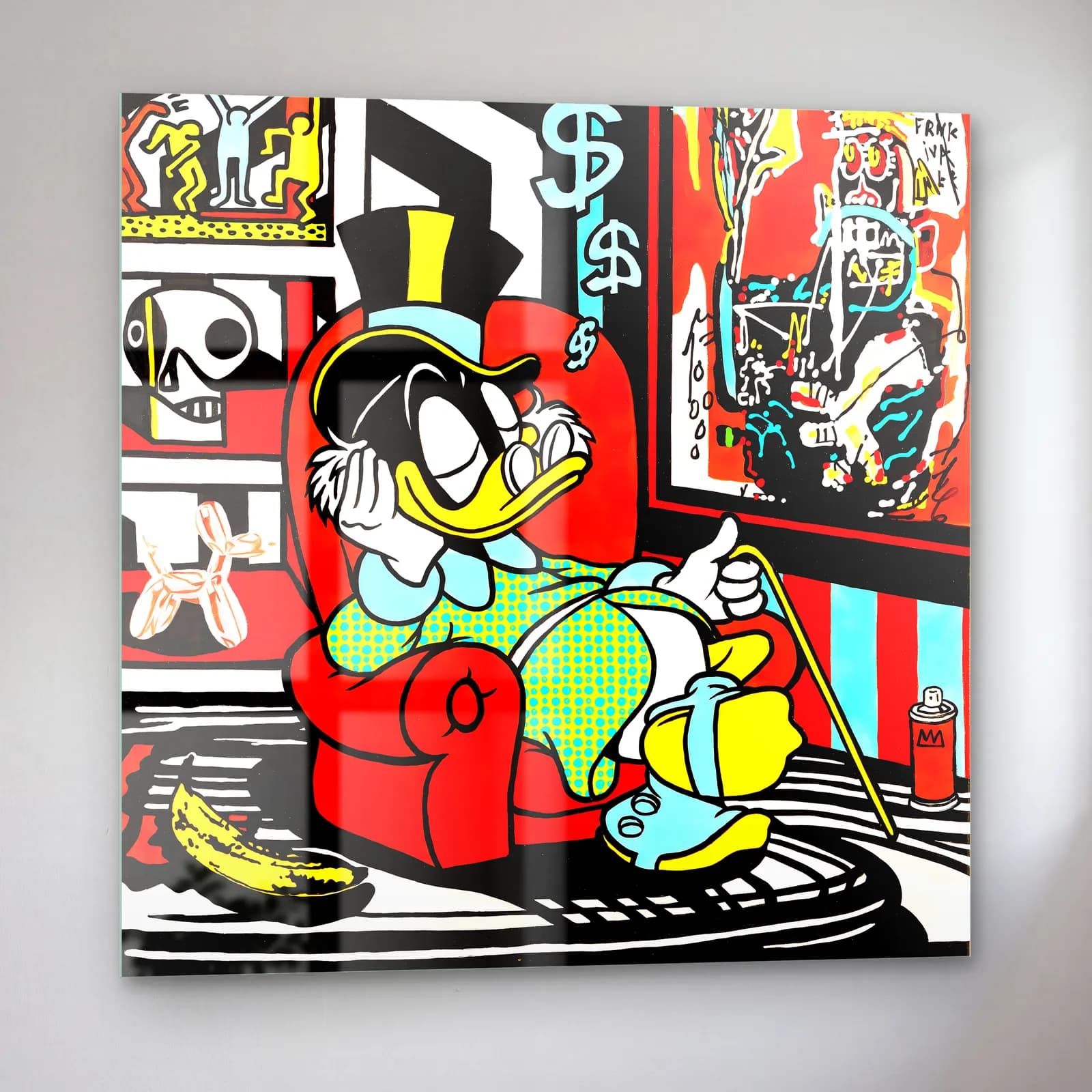 Koltukta Scrooge McDuck Pop Art cam tablo — sol açıdan görünüm