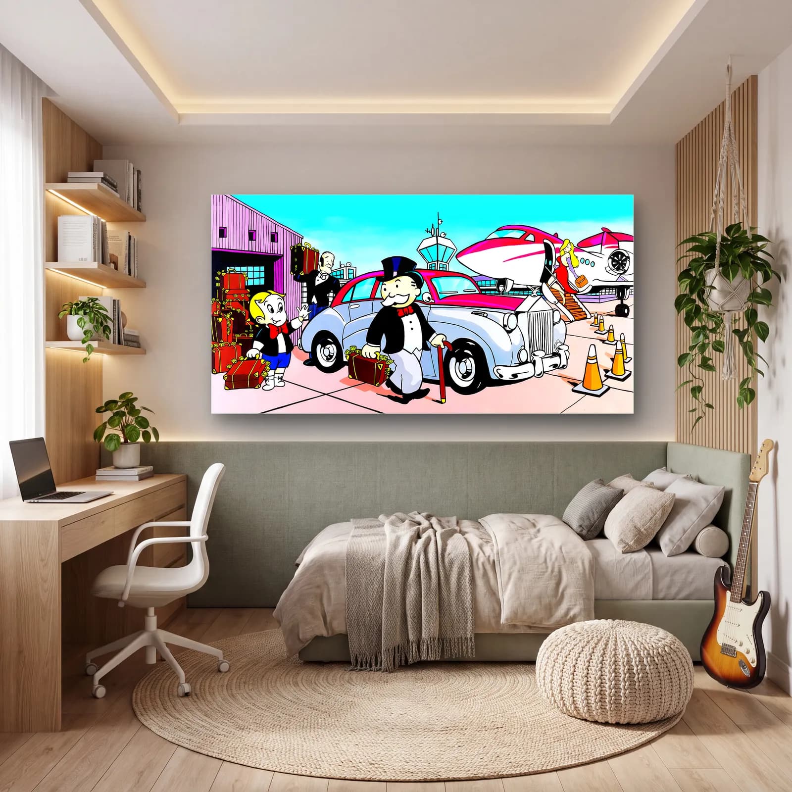 Monopoly Adamı Özel Jet cam tablo — genç odasında