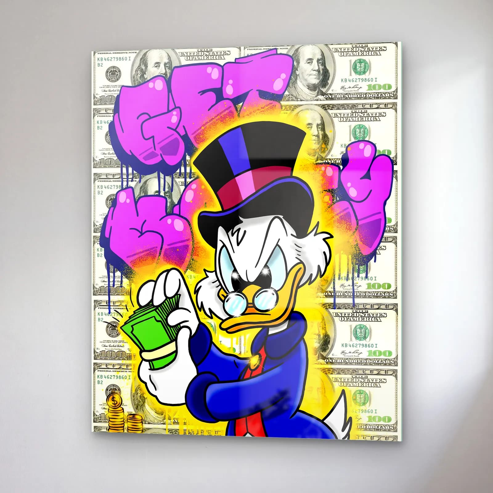 Get Money Scrooge Mavi cam tablo — sağ açıdan görünüm