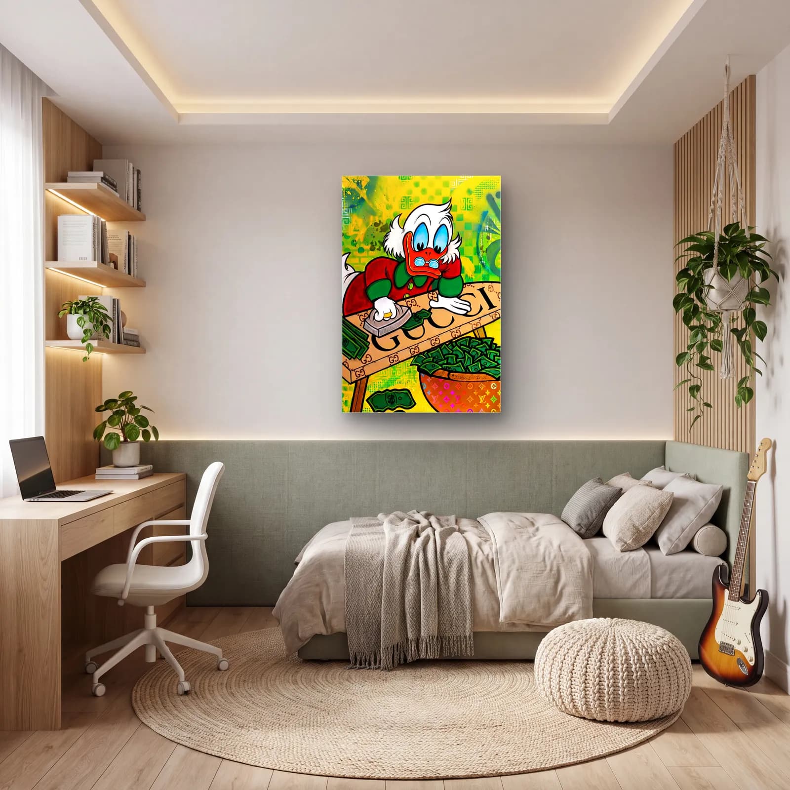 Para Ütüleyen Scrooge McDuck cam tablo — genç odasında