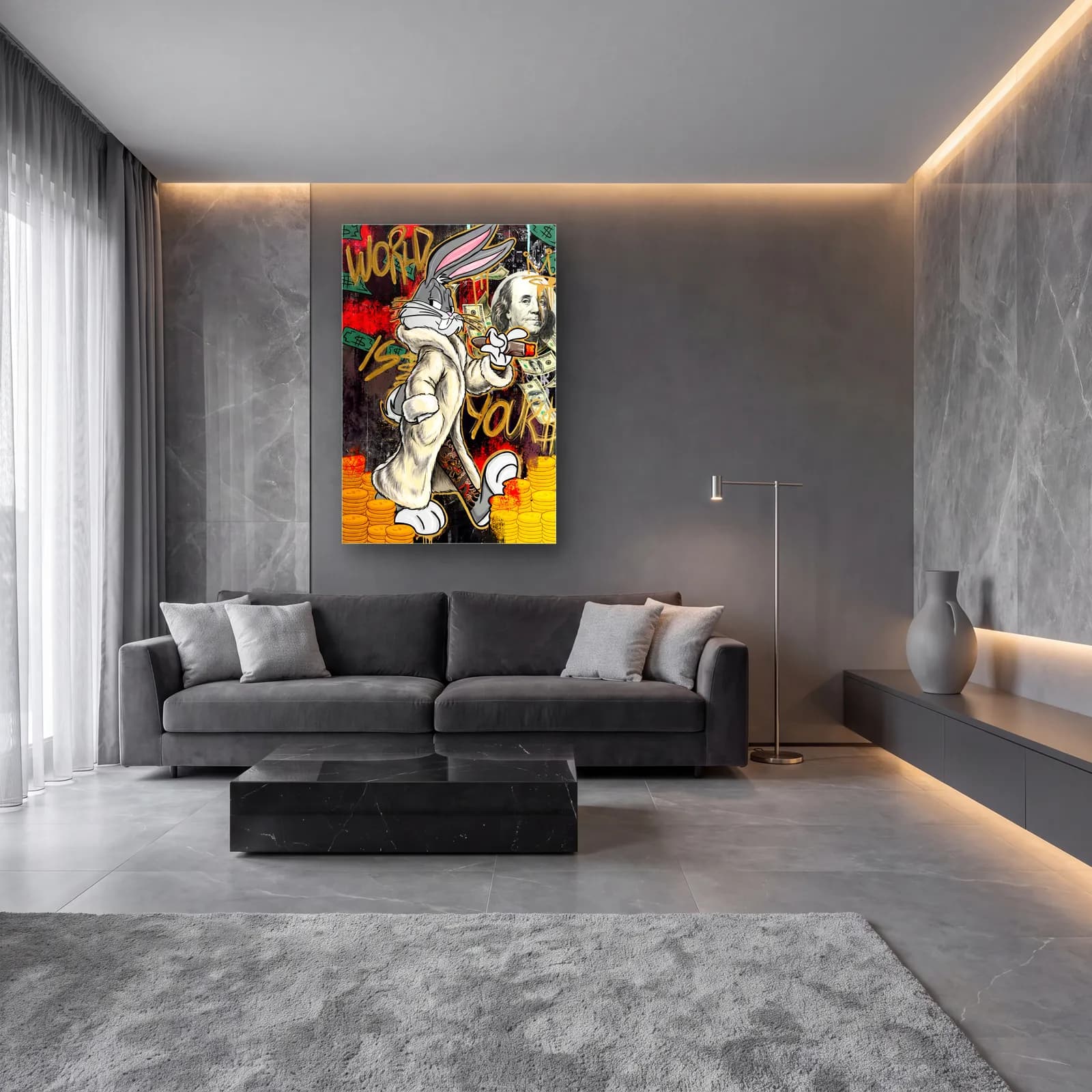 The World Is Yours Bugs Bunny cam tablo — lüks salon duvarında