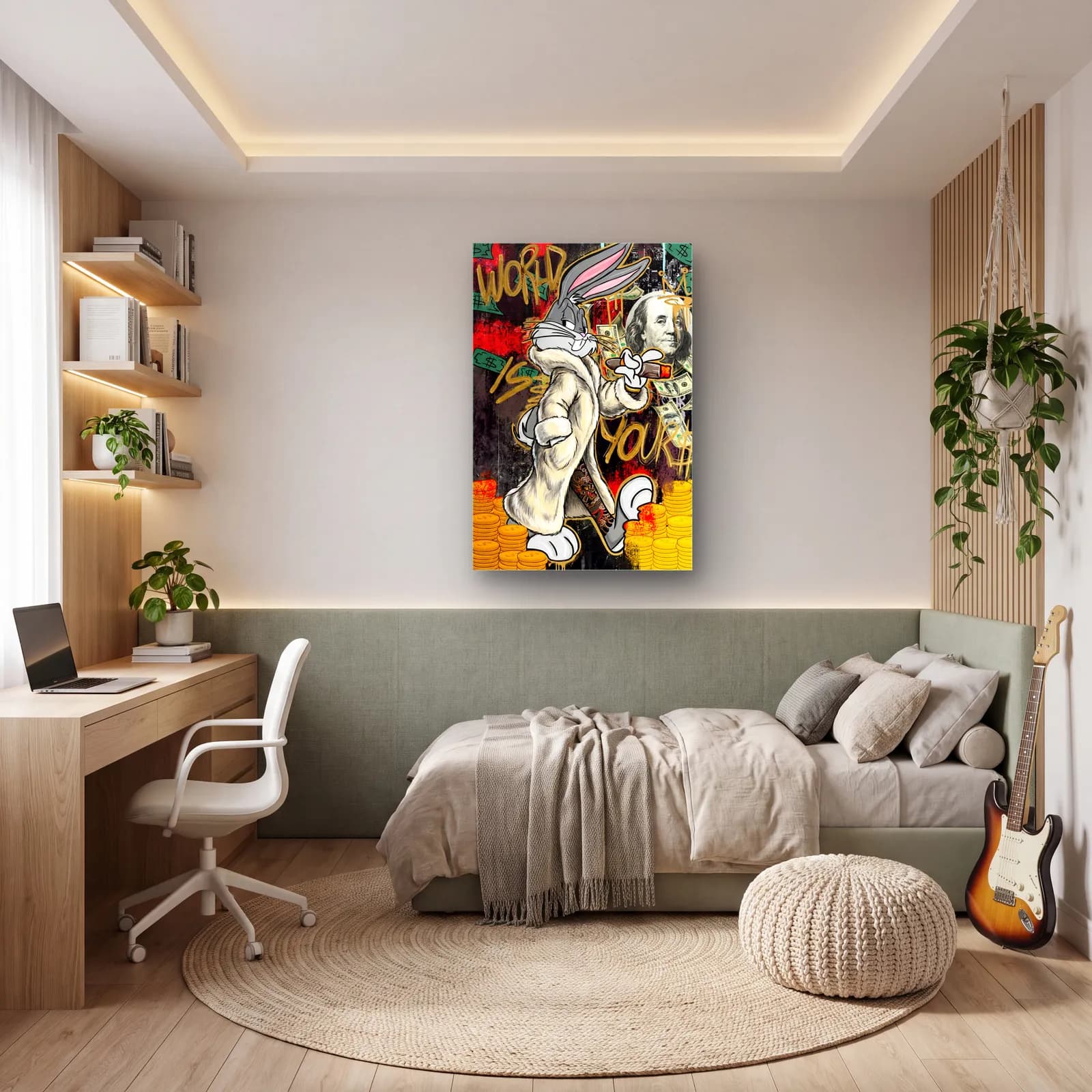 The World Is Yours Bugs Bunny cam tablo — genç odasında