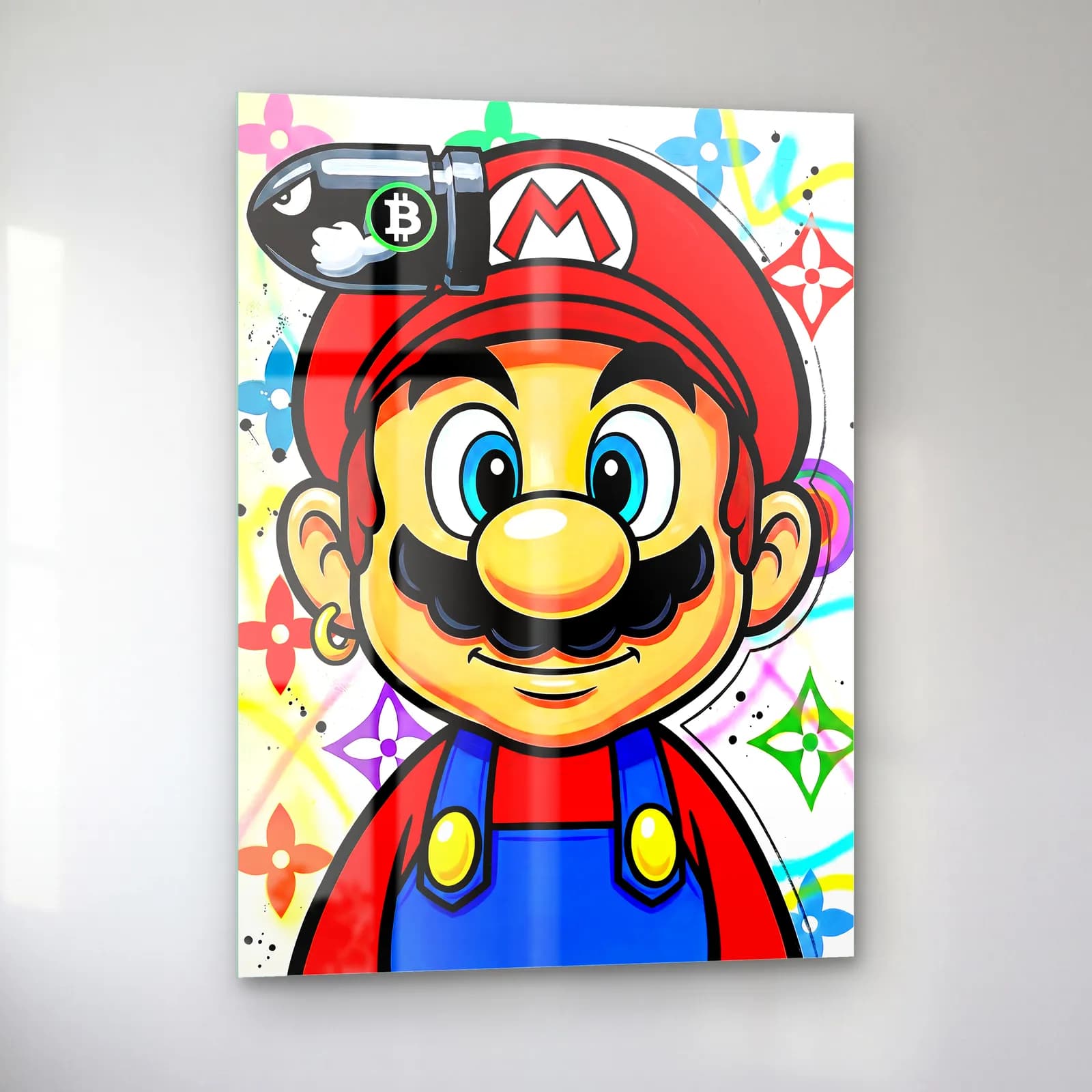 Louis Vuitton Desenli Mario cam tablo — sol açıdan görünüm