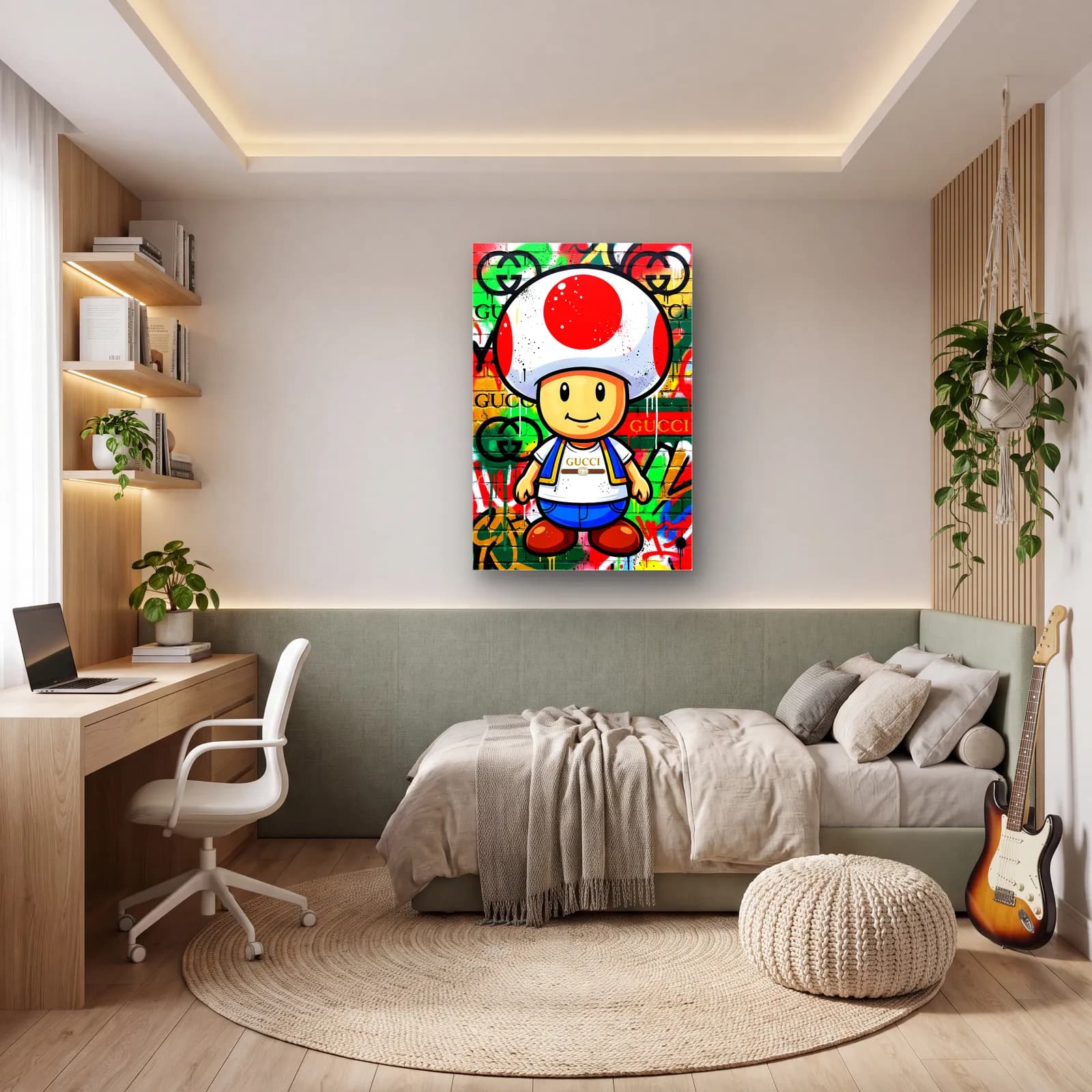 Gucci Desenli Toad cam tablo — genç odasında