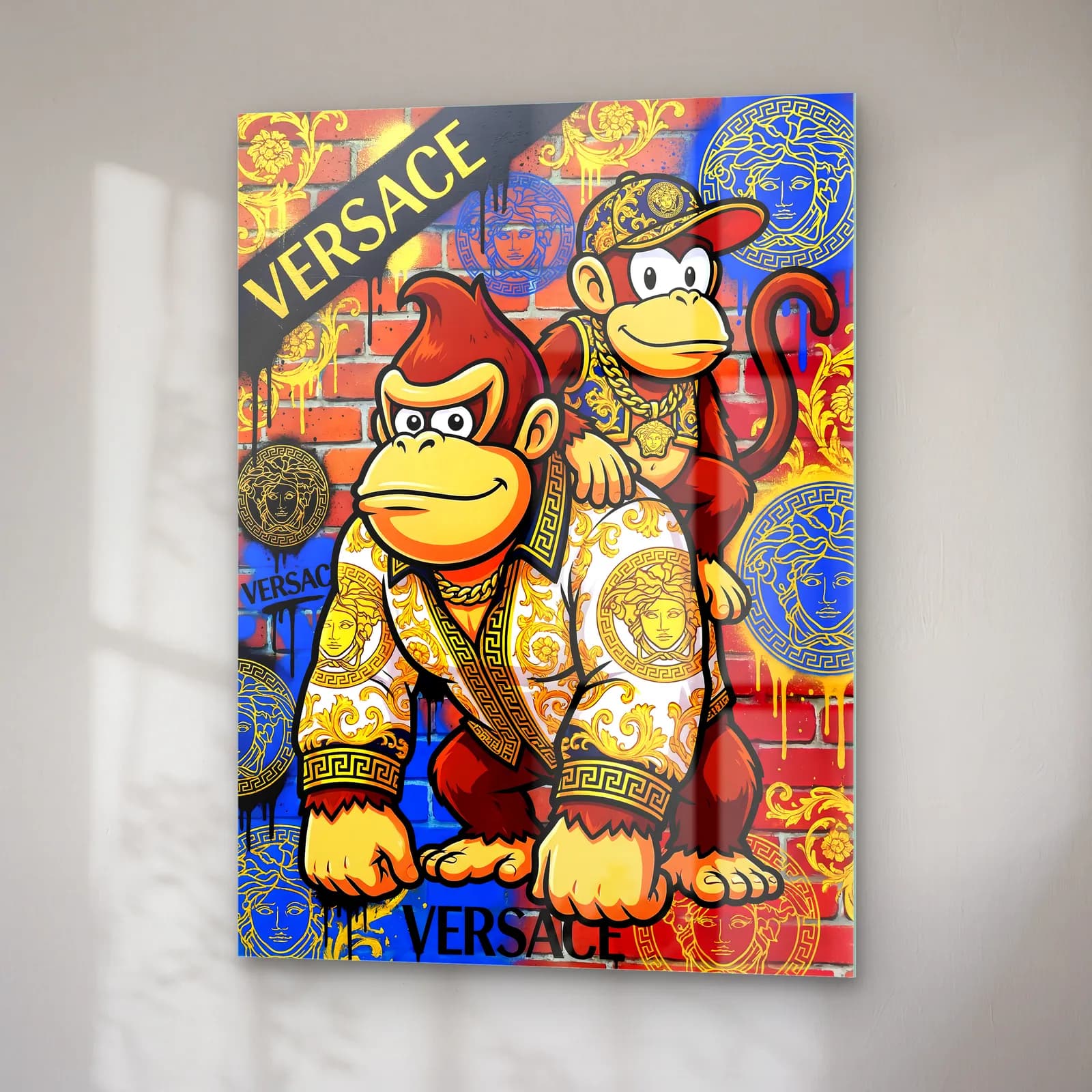 Versace Desenli Donkey Kong cam tablo — sağ açıdan görünüm