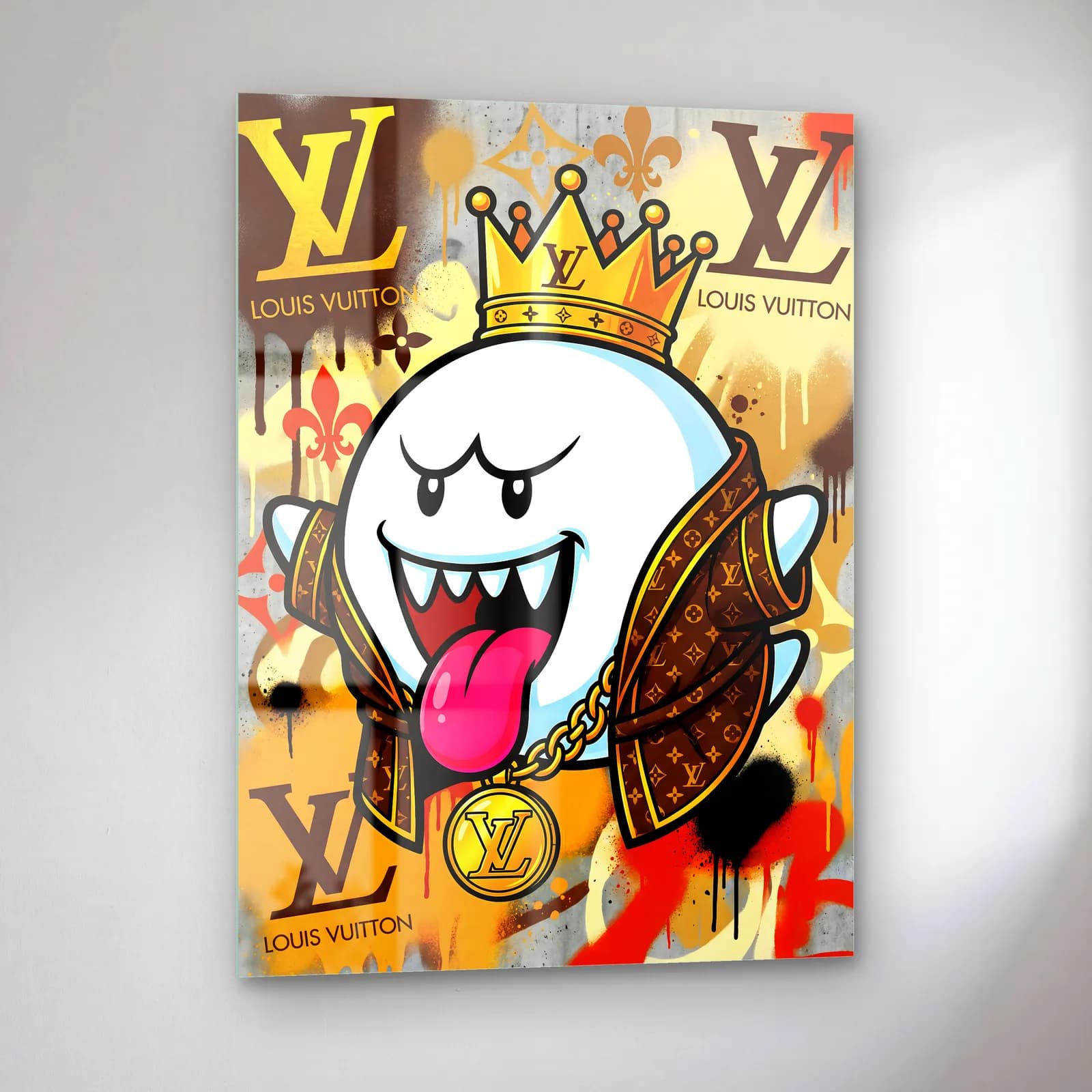Louis Vuitton Desenli King Boo cam tablo — sol açıdan görünüm