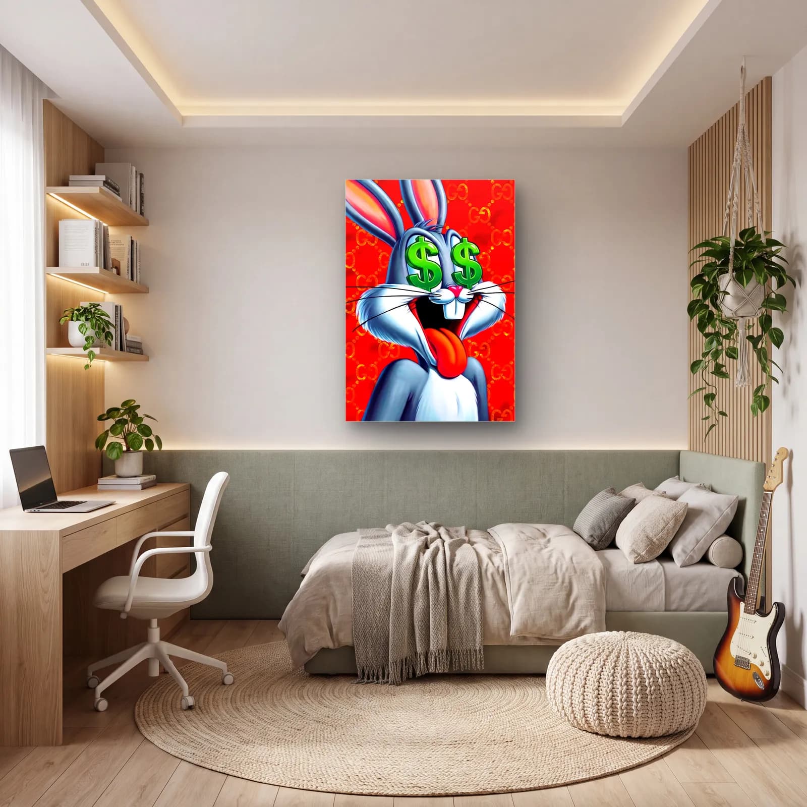 Dolar Gözlü Bugs Bunny cam tablo — genç odasında