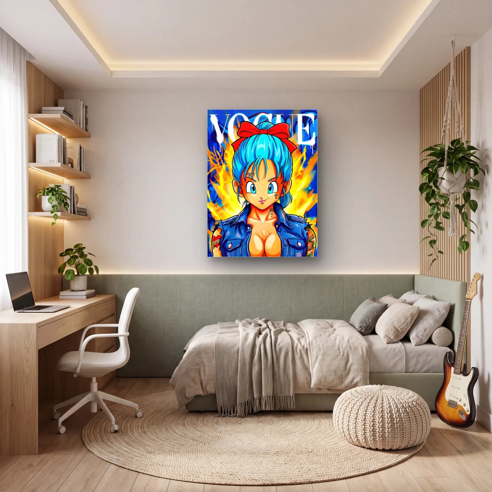 Vogue Kapağı Bulma cam tablo — genç odasında
