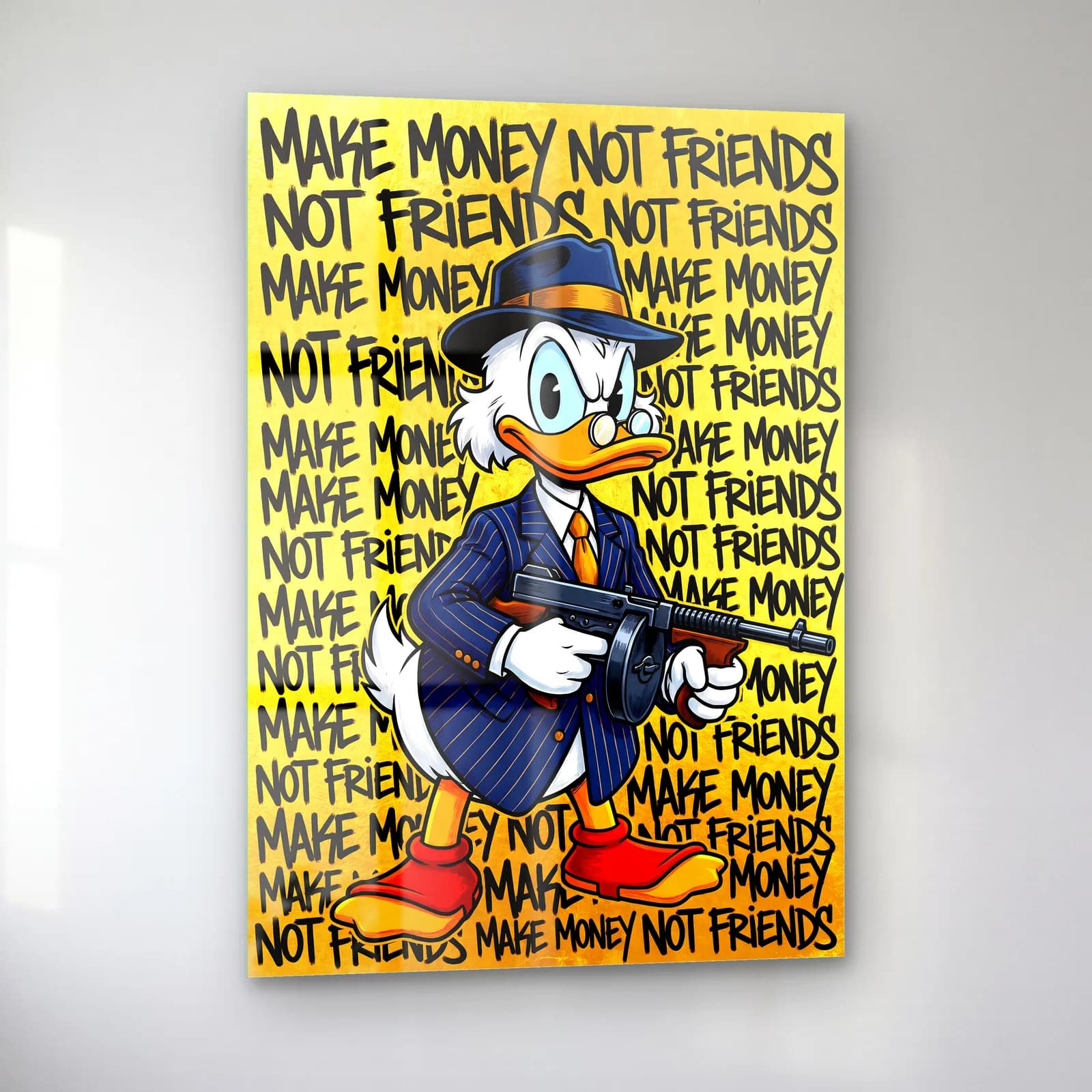 Make Money Not Friends Donald cam tablo — sol açıdan görünüm