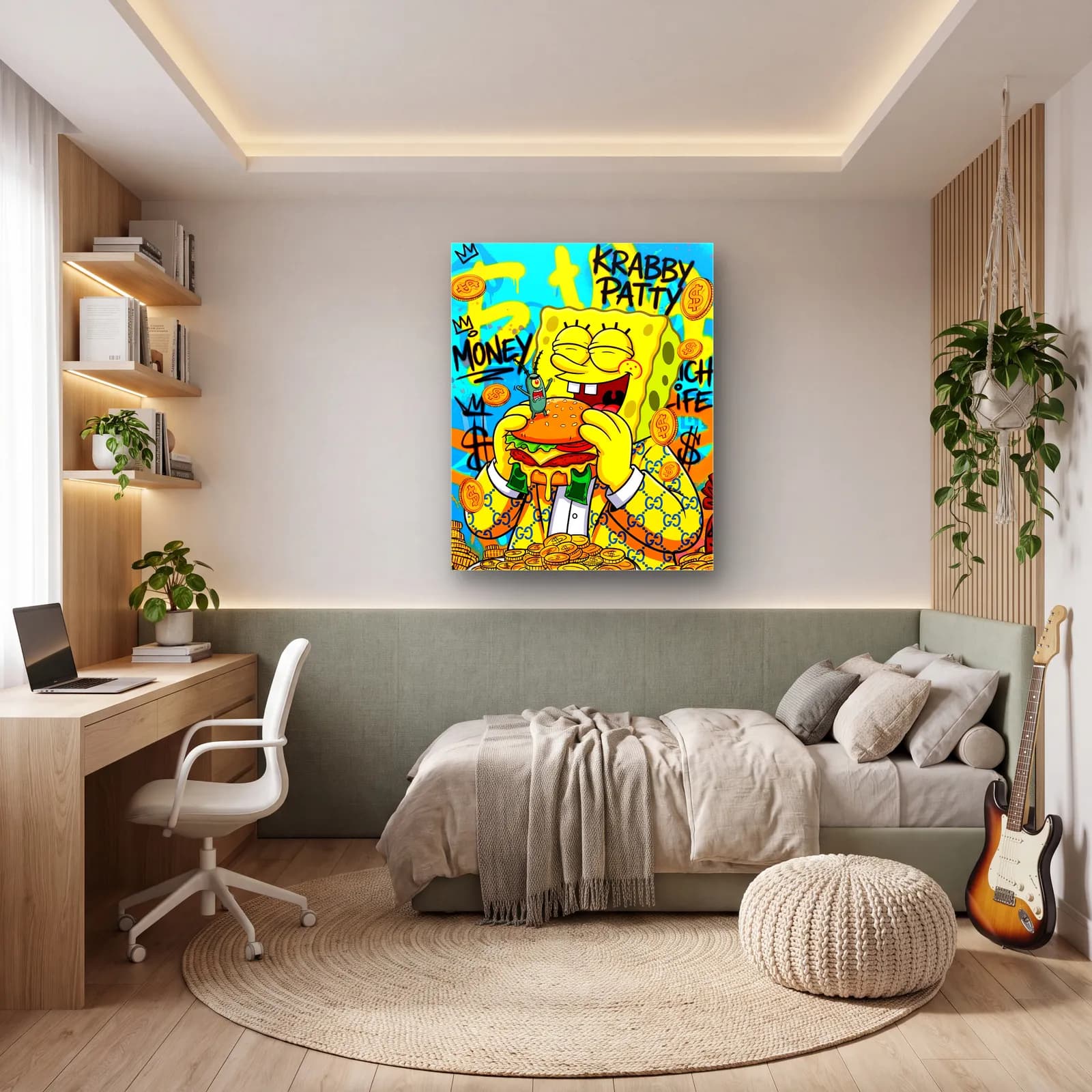 Krabby Patty SüngerBob cam tablo — genç odasında