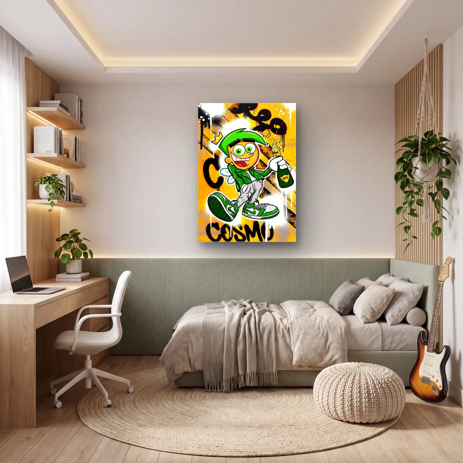Grafiti Cosmo Peri cam tablo — genç odasında