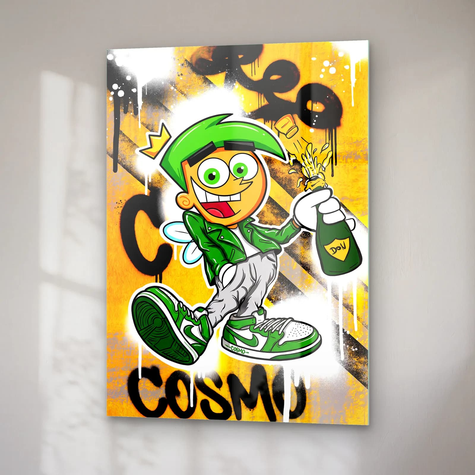 Grafiti Cosmo Peri cam tablo — sağ açıdan görünüm