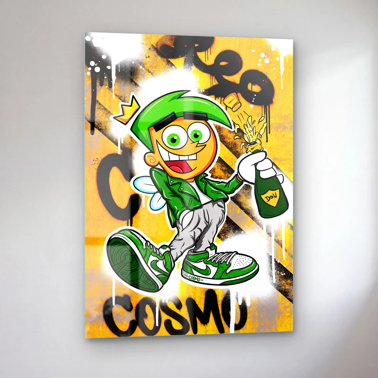 Grafiti Cosmo Peri cam tablo — sol açıdan görünüm