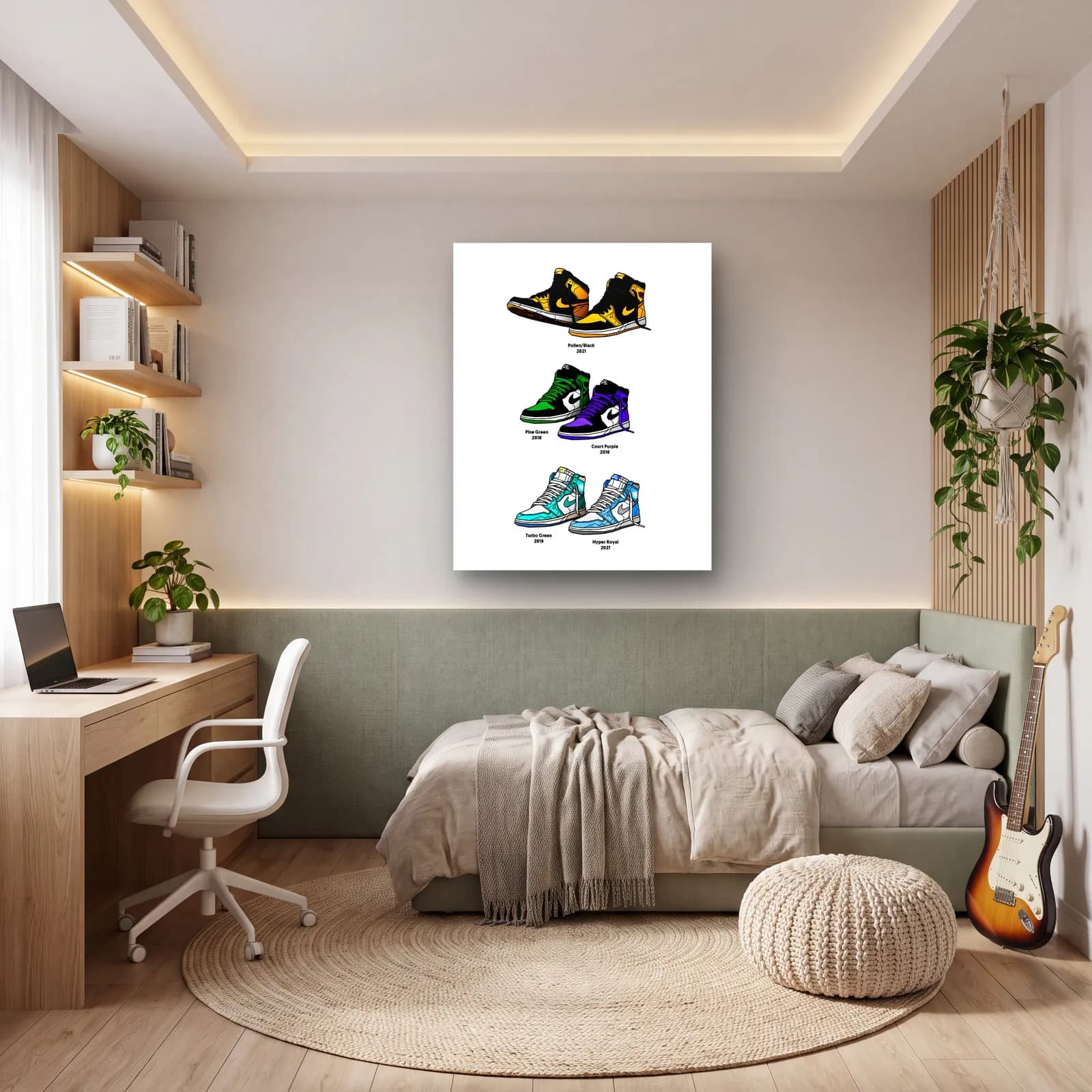 Air Jordan 1 Renk Serisi cam tablo — genç odasında