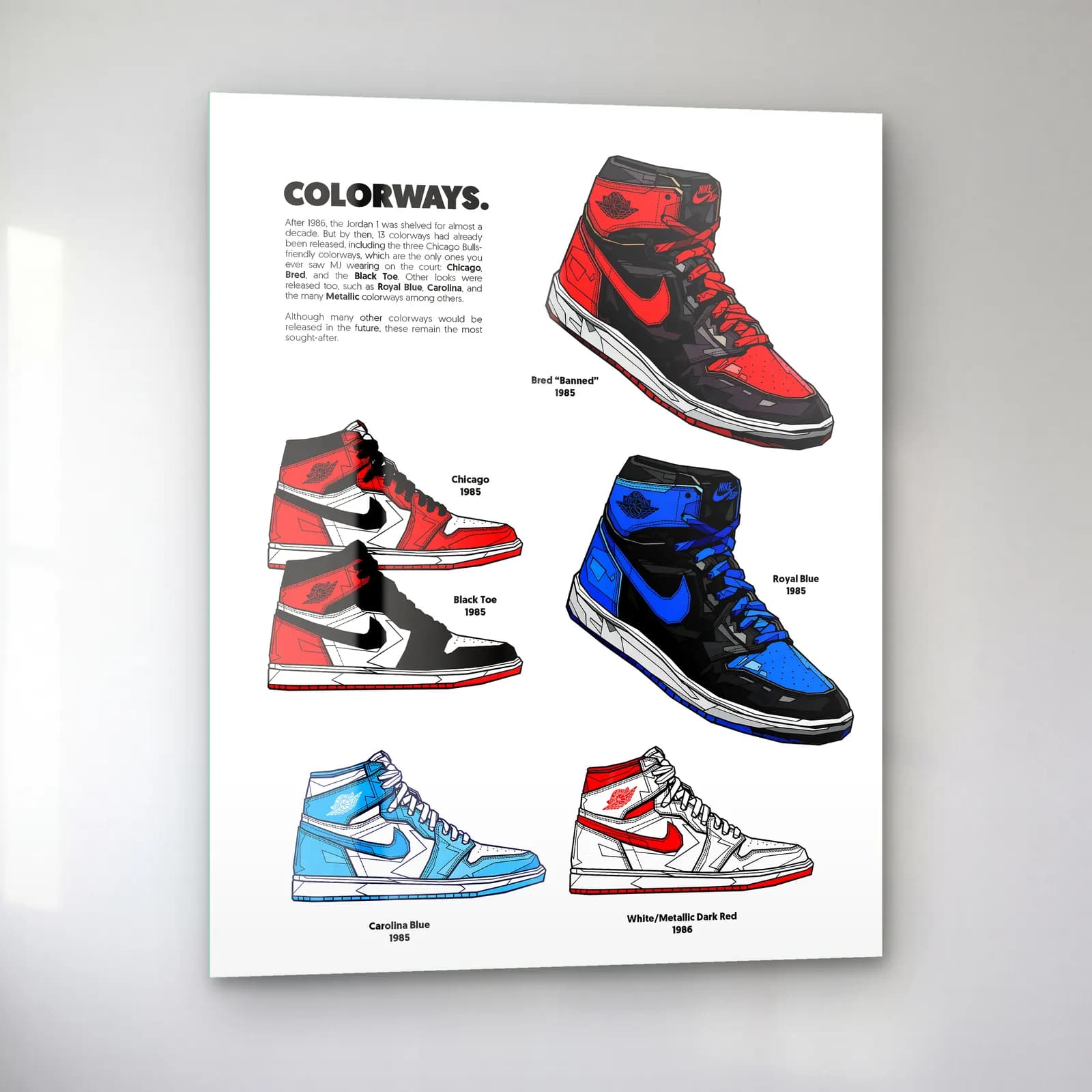 Jordan 1 Colorways Posteri cam tablo — sol açıdan görünüm