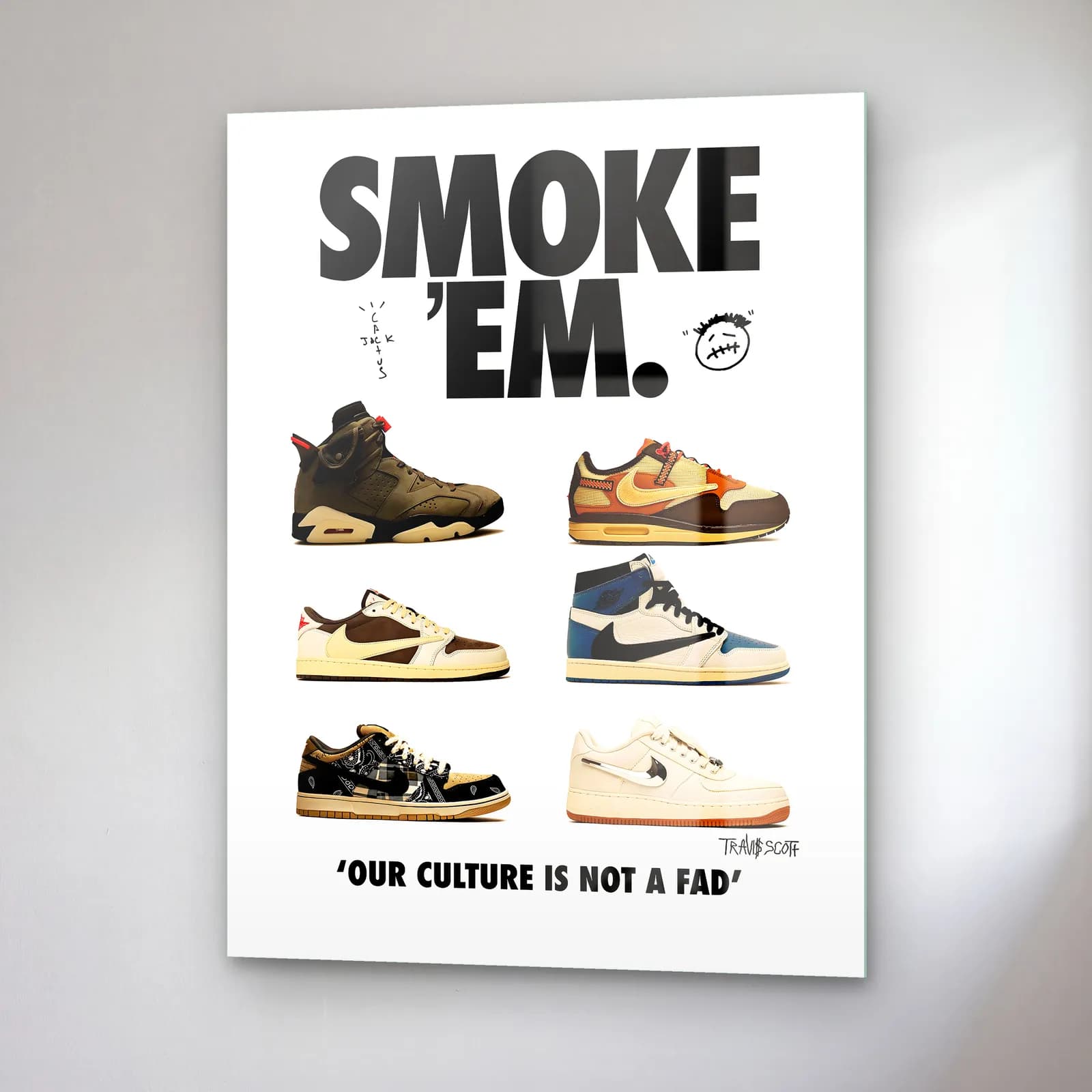 Smoke 'Em Sneaker Posteri cam tablo — sağ açıdan görünüm