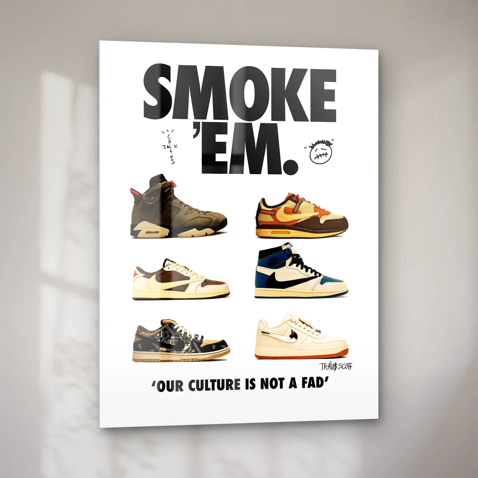 Smoke 'Em Sneaker Posteri cam tablo — sol açıdan görünüm