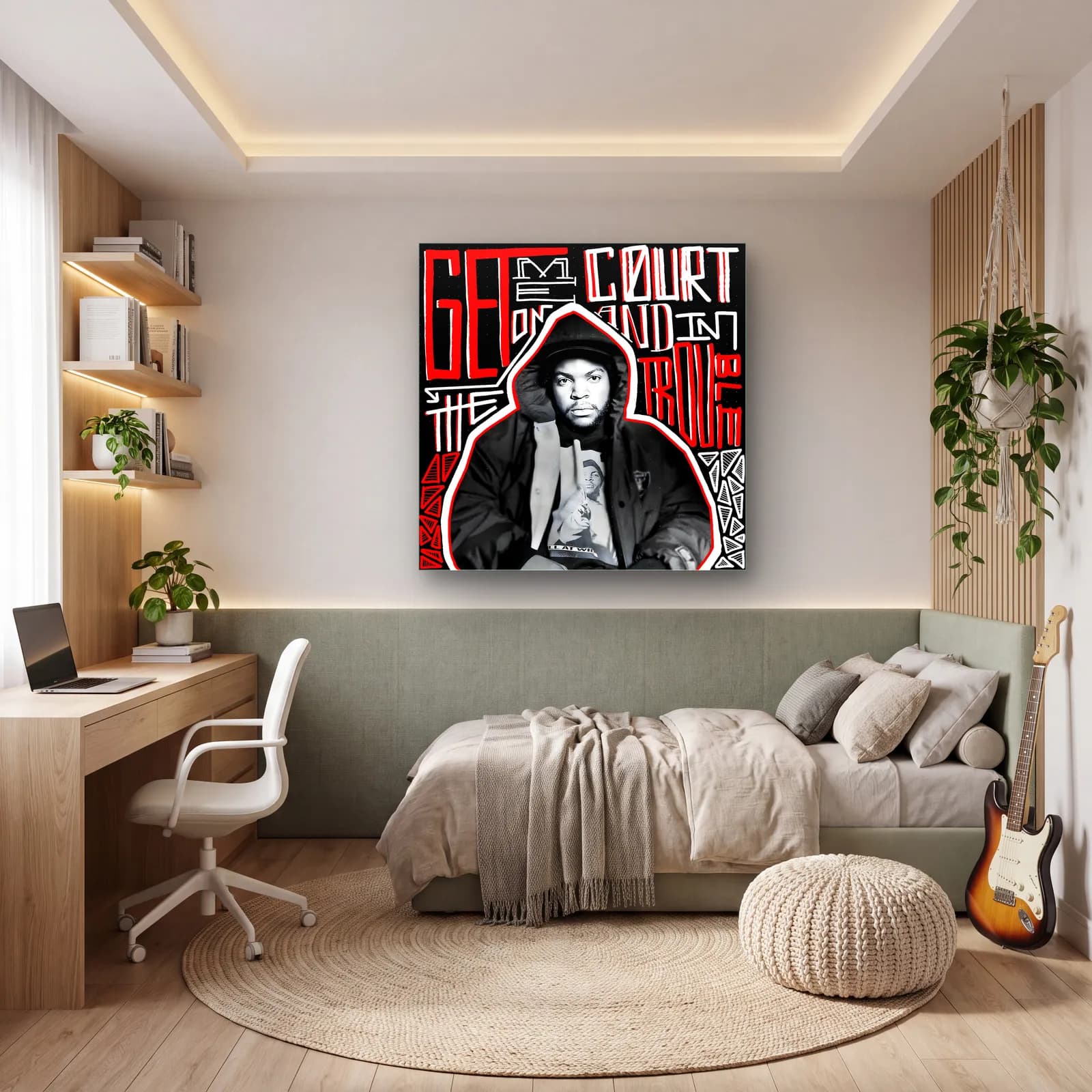 Ice Cube Grafiti Portresi cam tablo — genç odasında