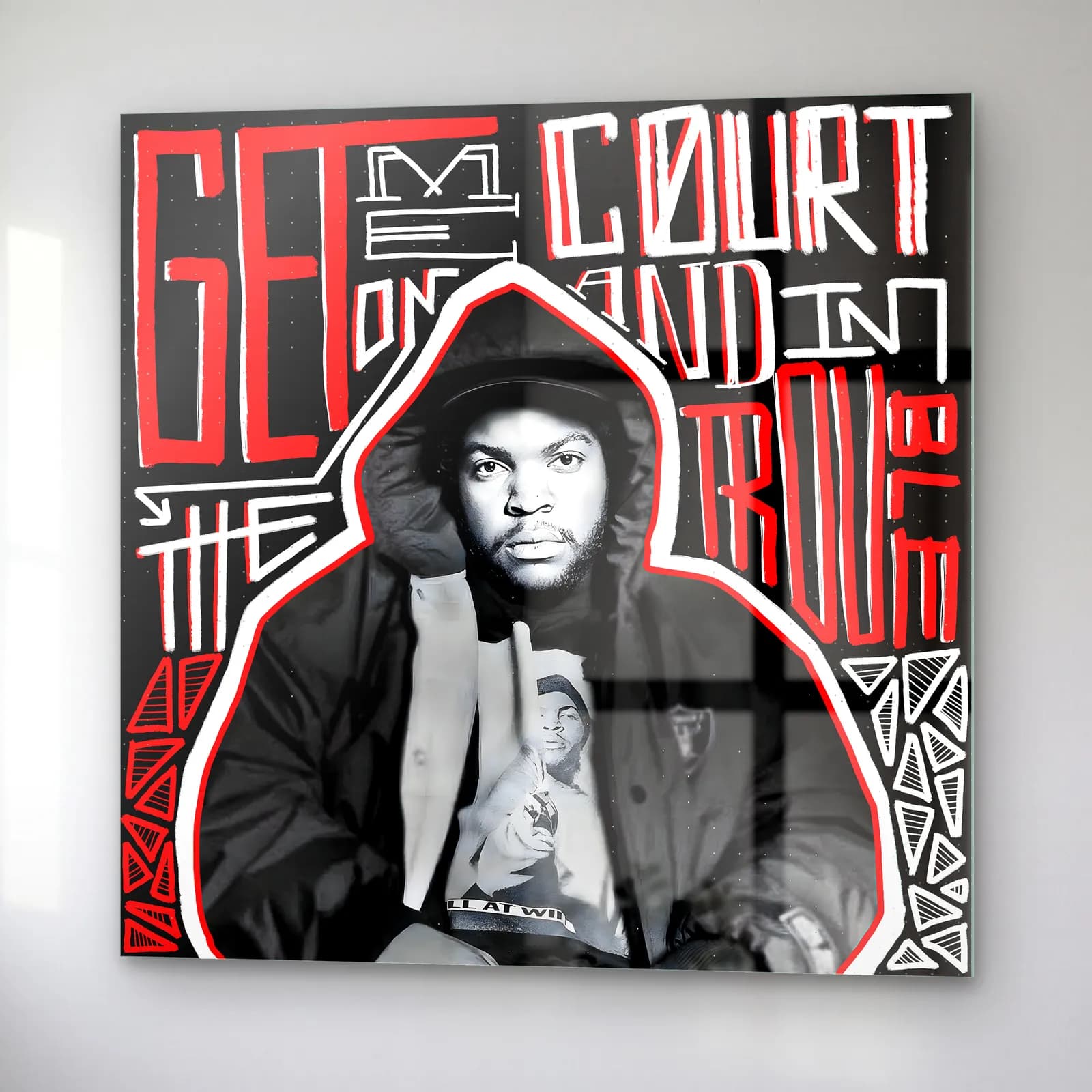 Ice Cube Grafiti Portresi cam tablo — sağ açıdan görünüm