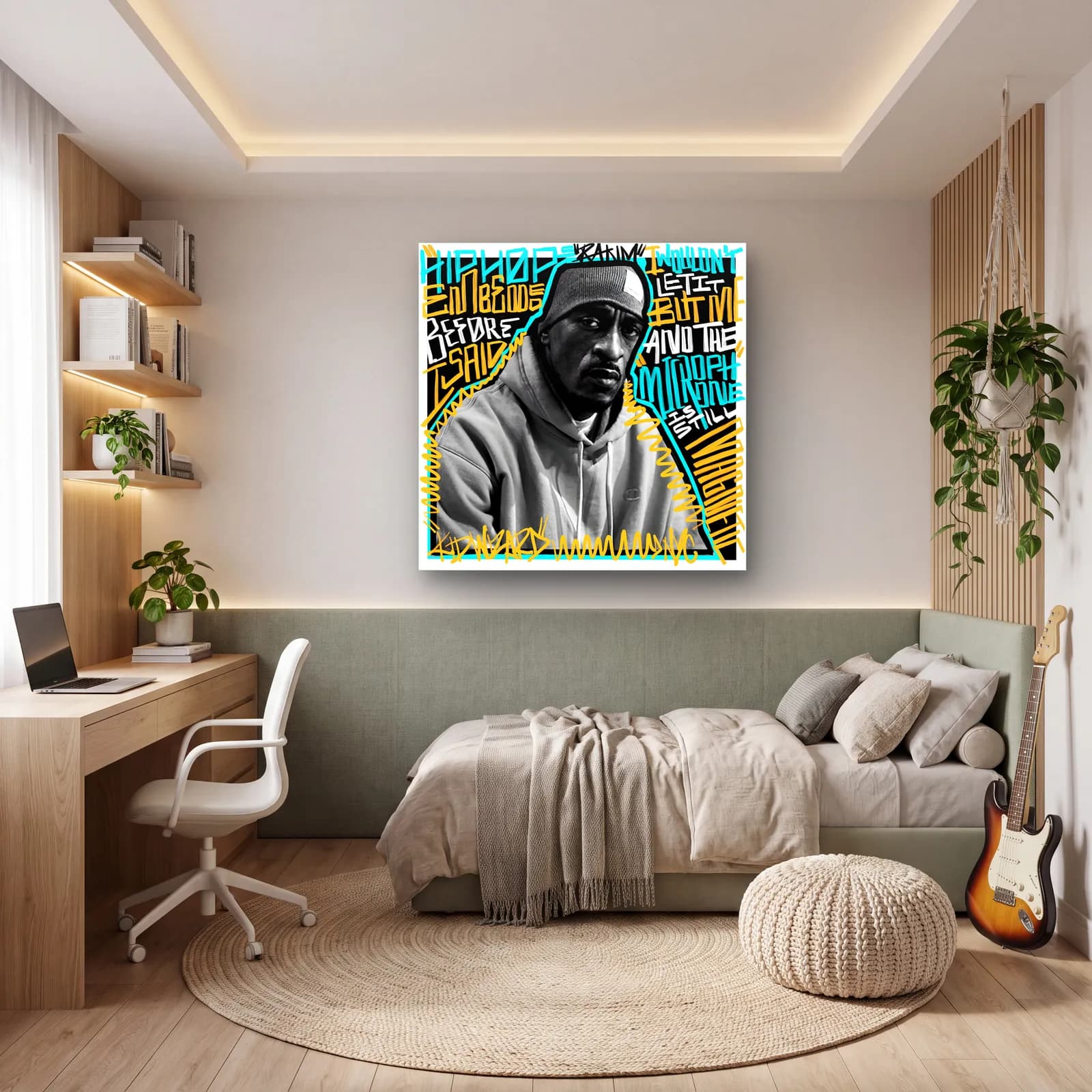 Bereli Hip Hop Sanatçısı cam tablo — genç odasında