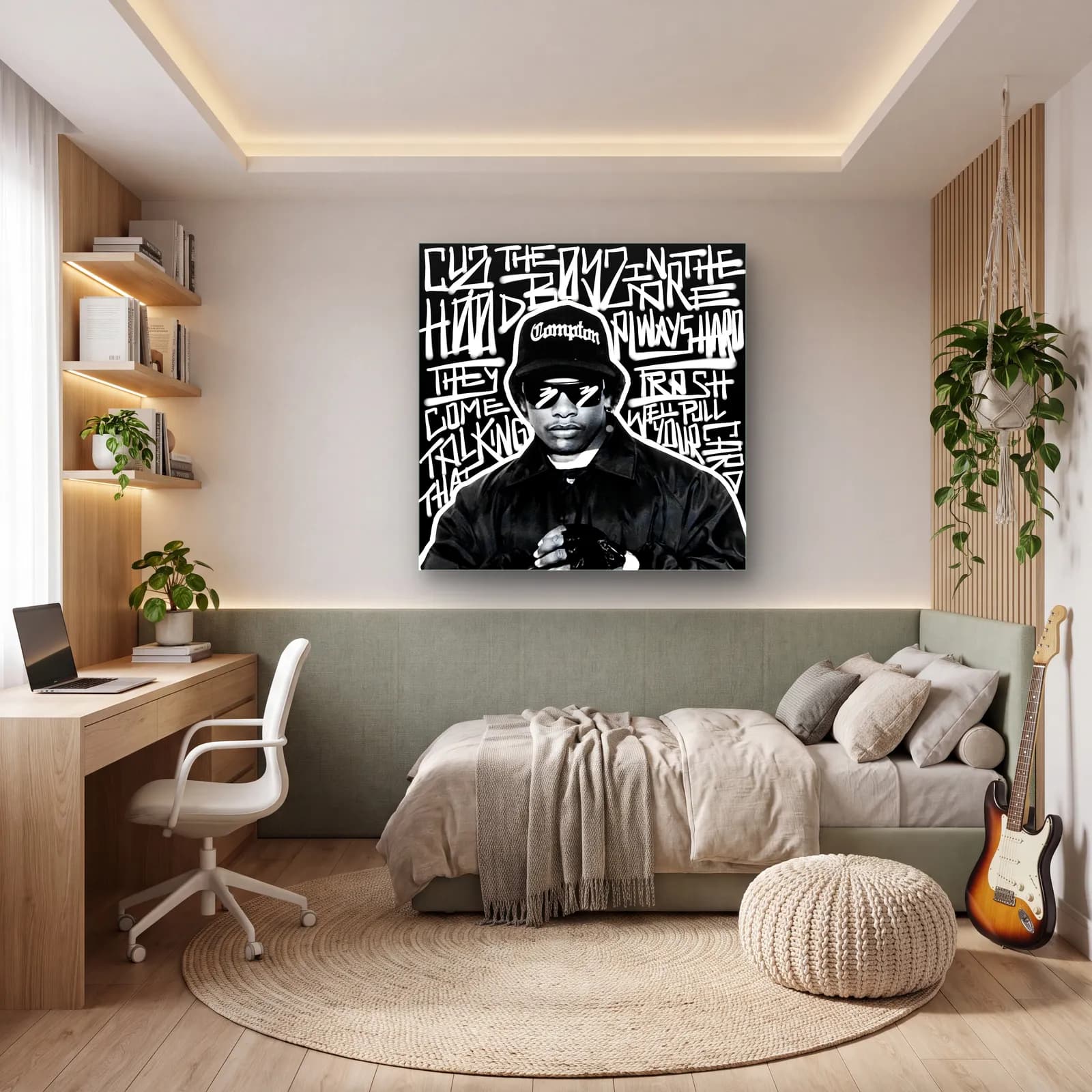 Eazy-E Compton Grafiti cam tablo — genç odasında