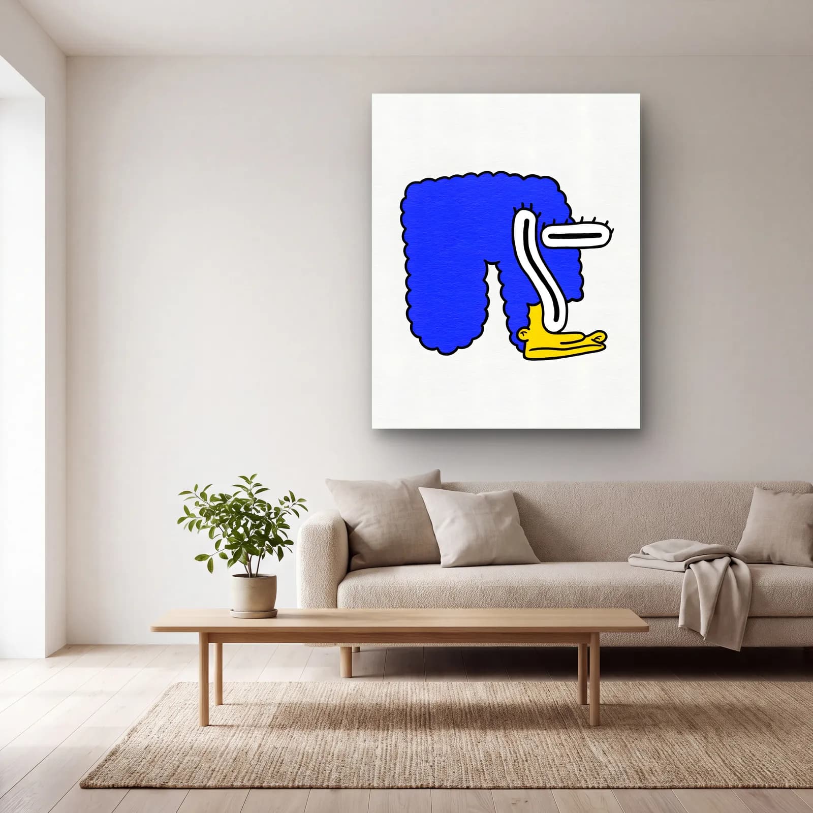 Soyut Marge Simpson cam tablo — açık renk salonda