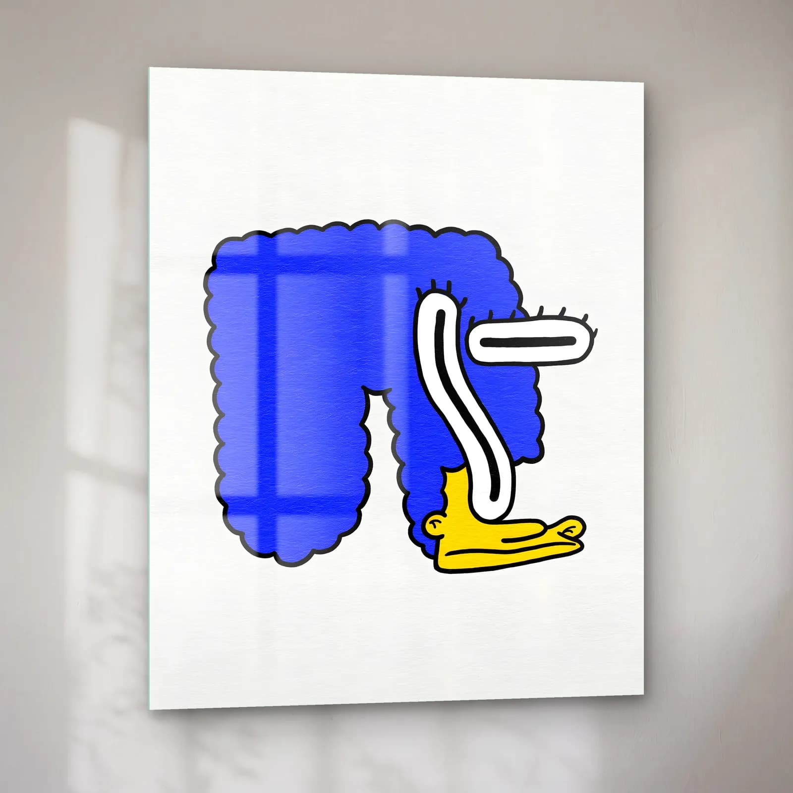 Soyut Marge Simpson cam tablo — sol açıdan görünüm