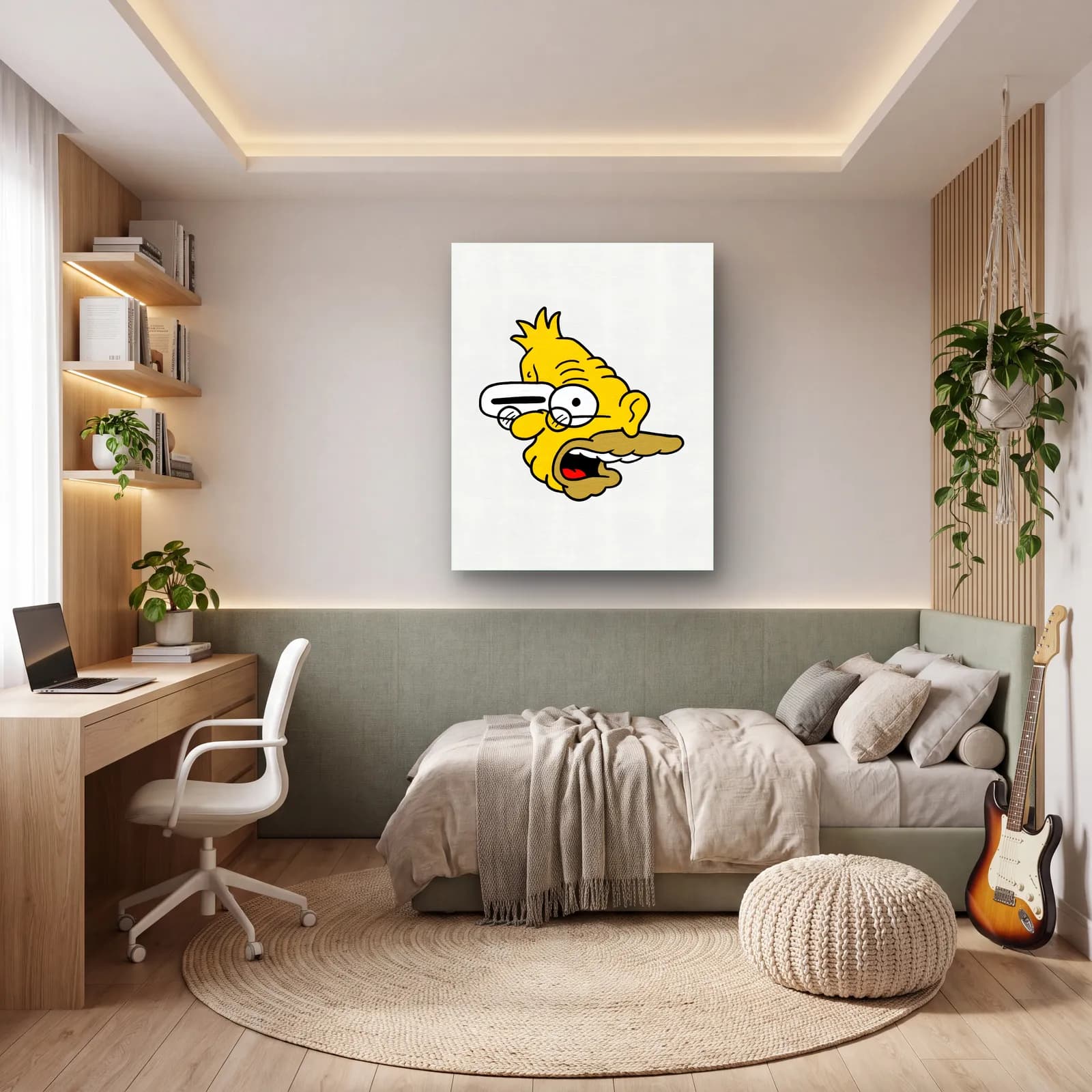 Soyut Büyükbaba Simpson cam tablo — genç odasında