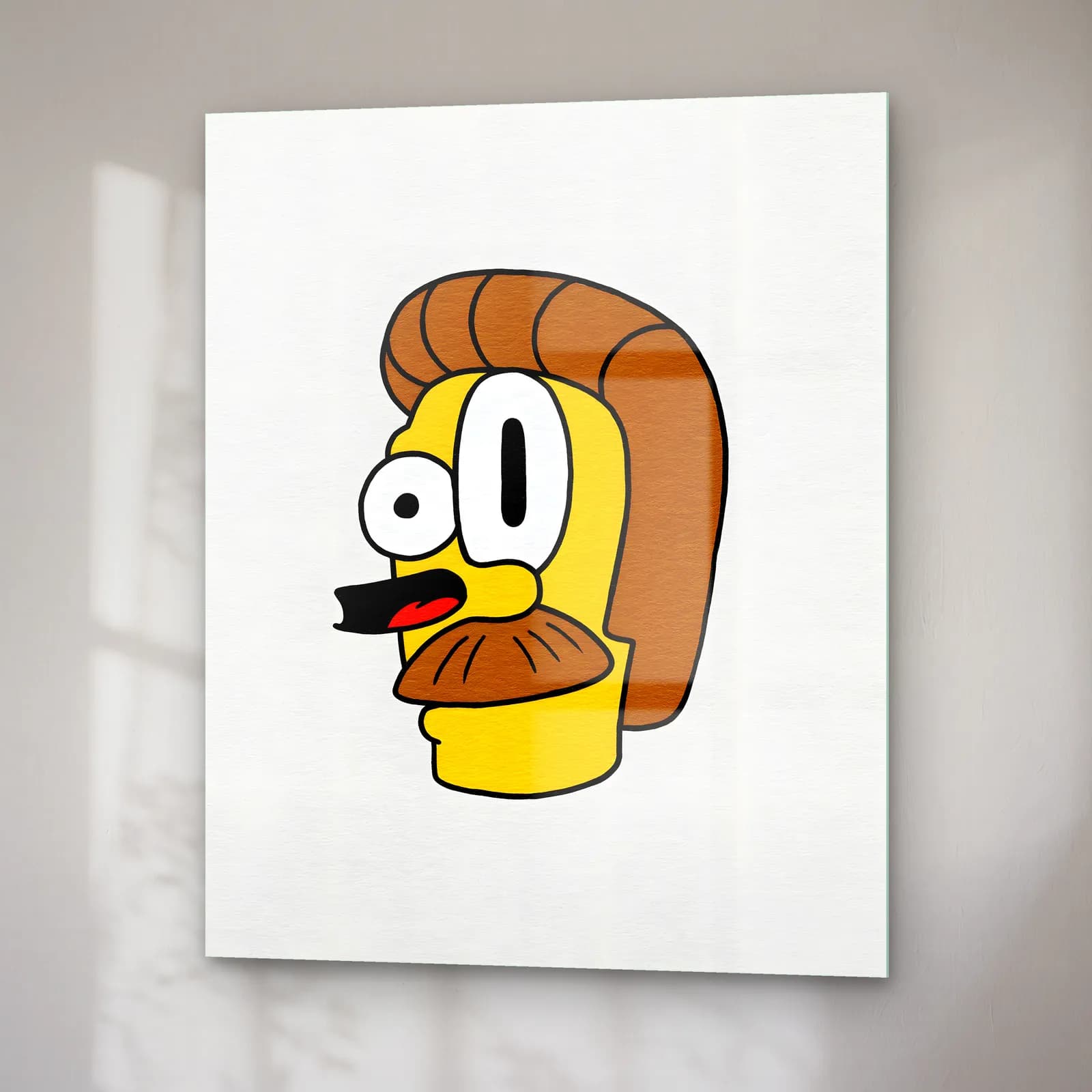 Soyut Ned Flanders cam tablo — sağ açıdan görünüm