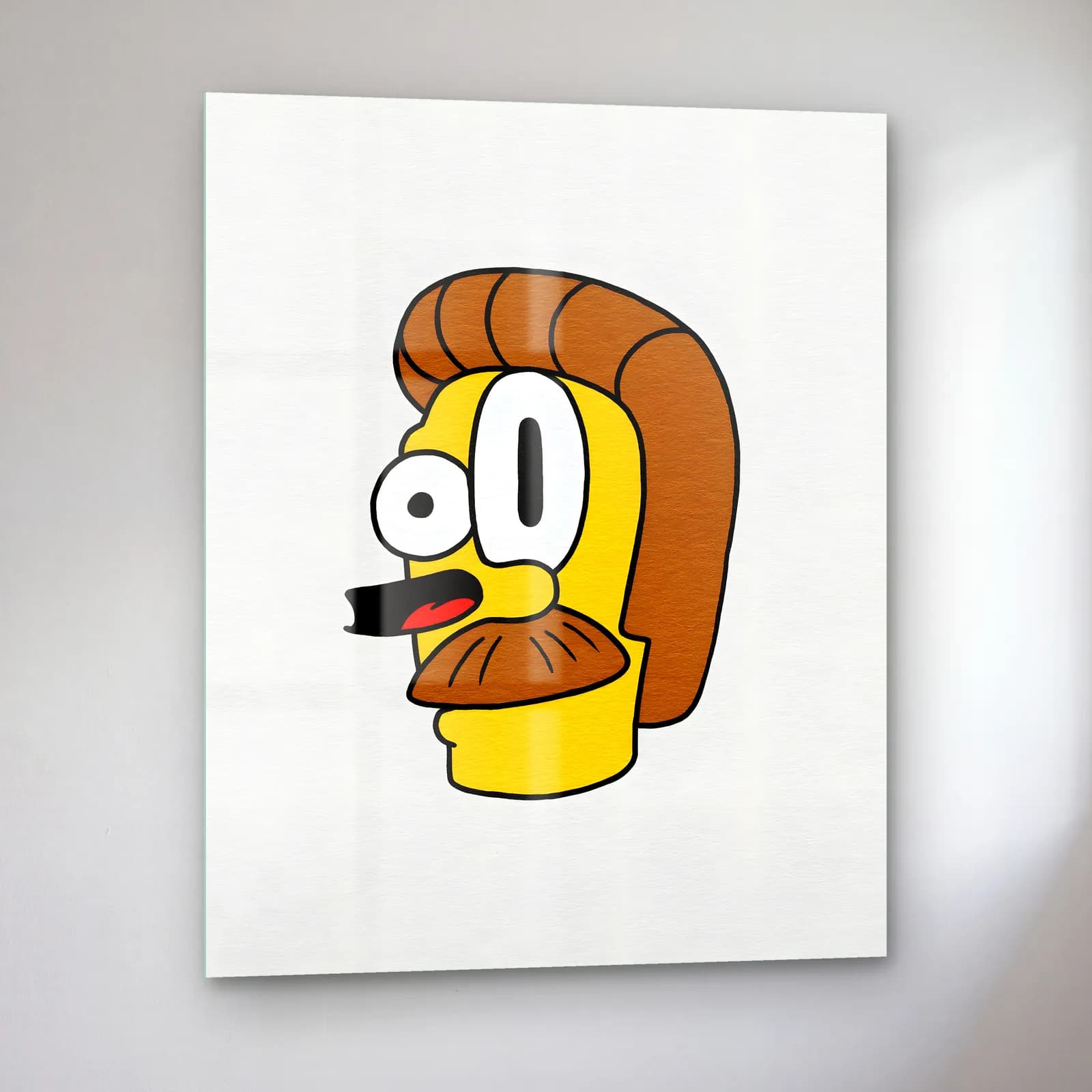Soyut Ned Flanders cam tablo — sol açıdan görünüm