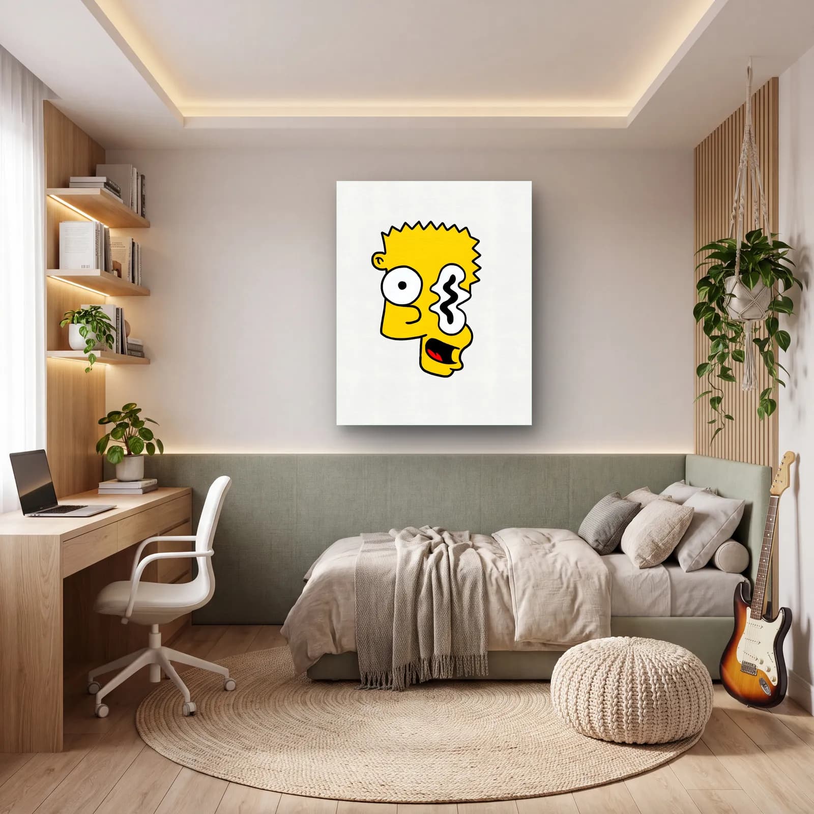 Soyut Bart Simpson cam tablo — genç odasında