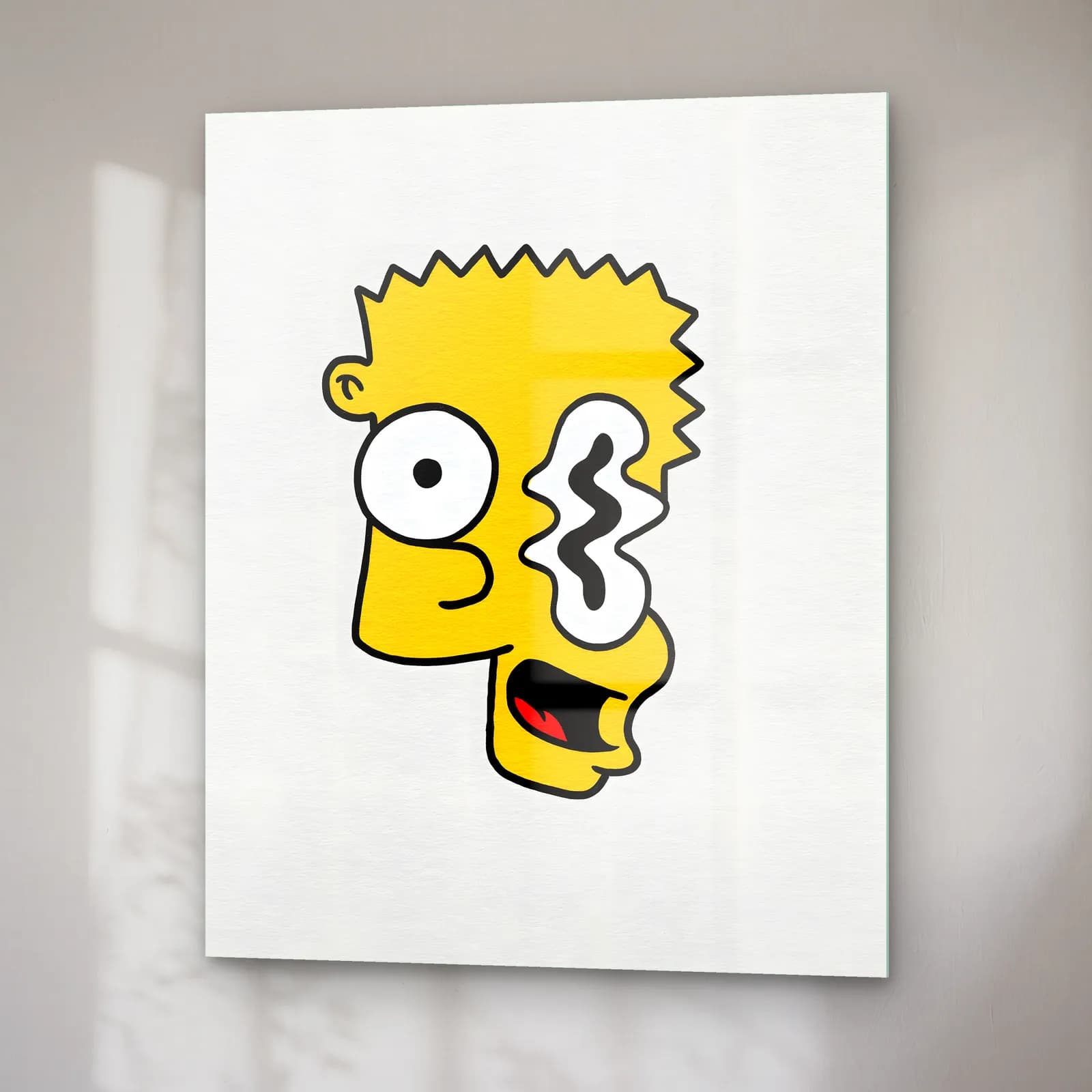 Soyut Bart Simpson cam tablo — sağ açıdan görünüm