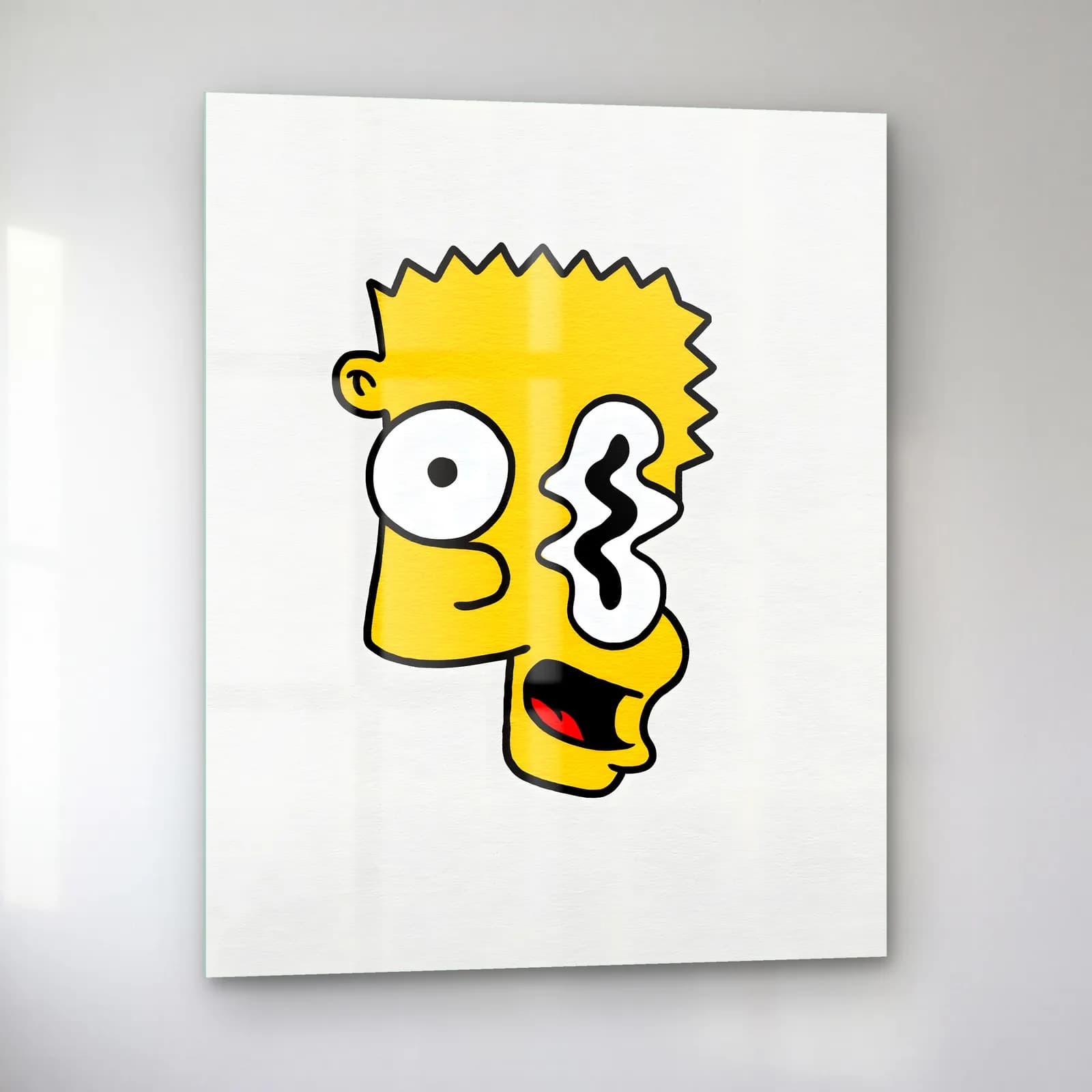 Soyut Bart Simpson cam tablo — sol açıdan görünüm