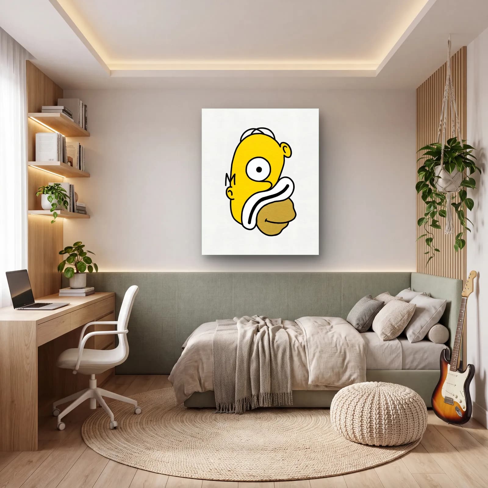 Soyut Homer Simpson cam tablo — genç odasında