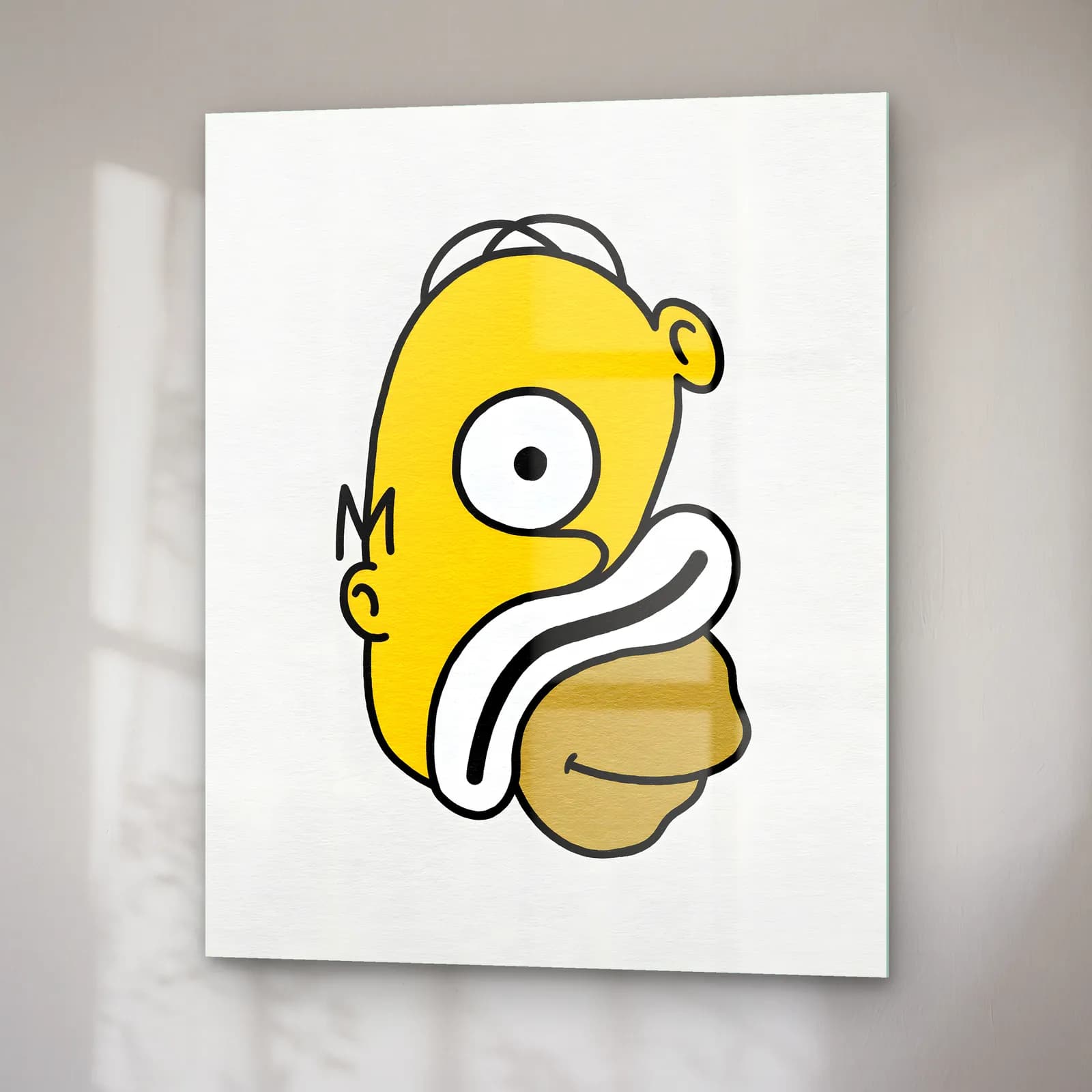Soyut Homer Simpson cam tablo — sağ açıdan görünüm