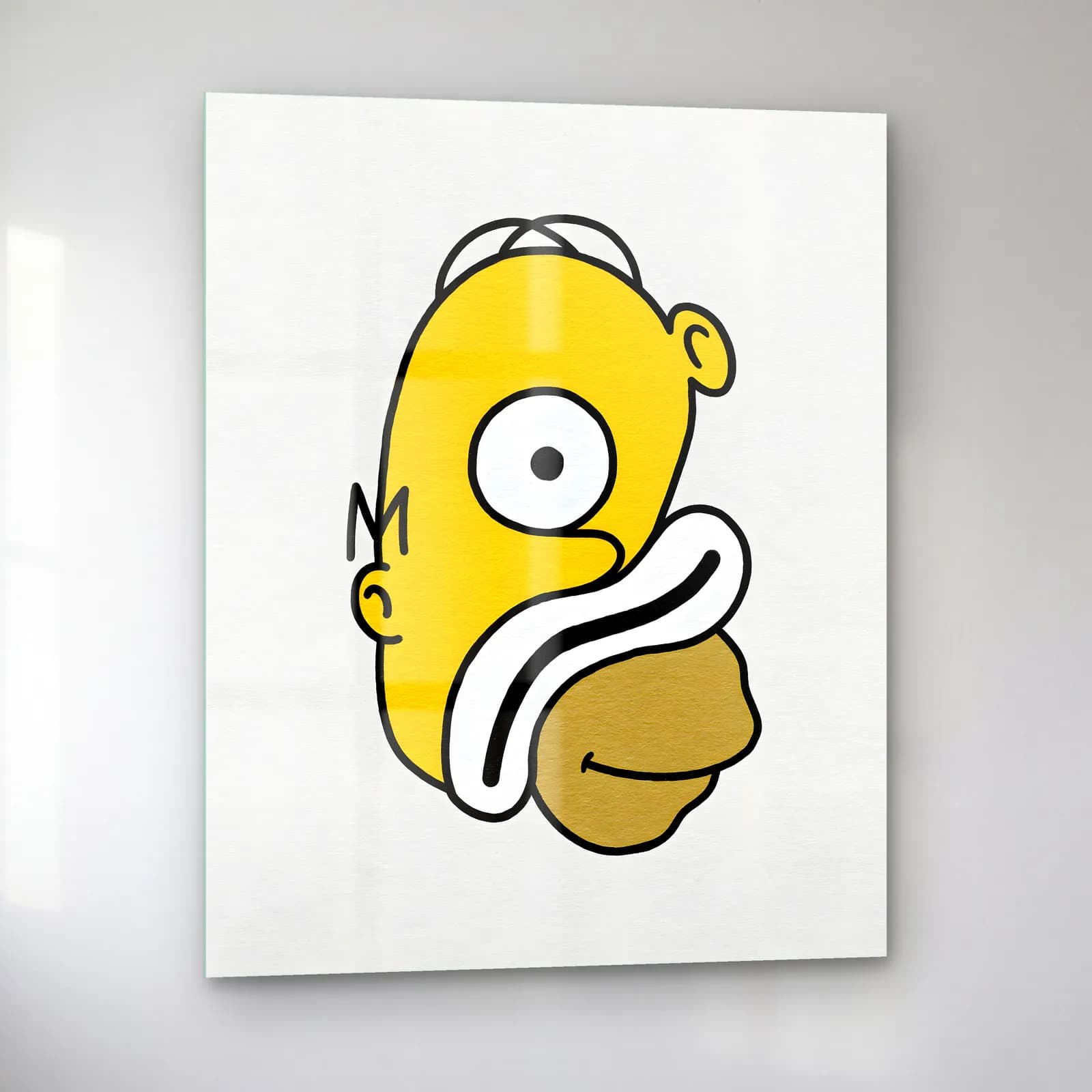 Soyut Homer Simpson cam tablo — sol açıdan görünüm